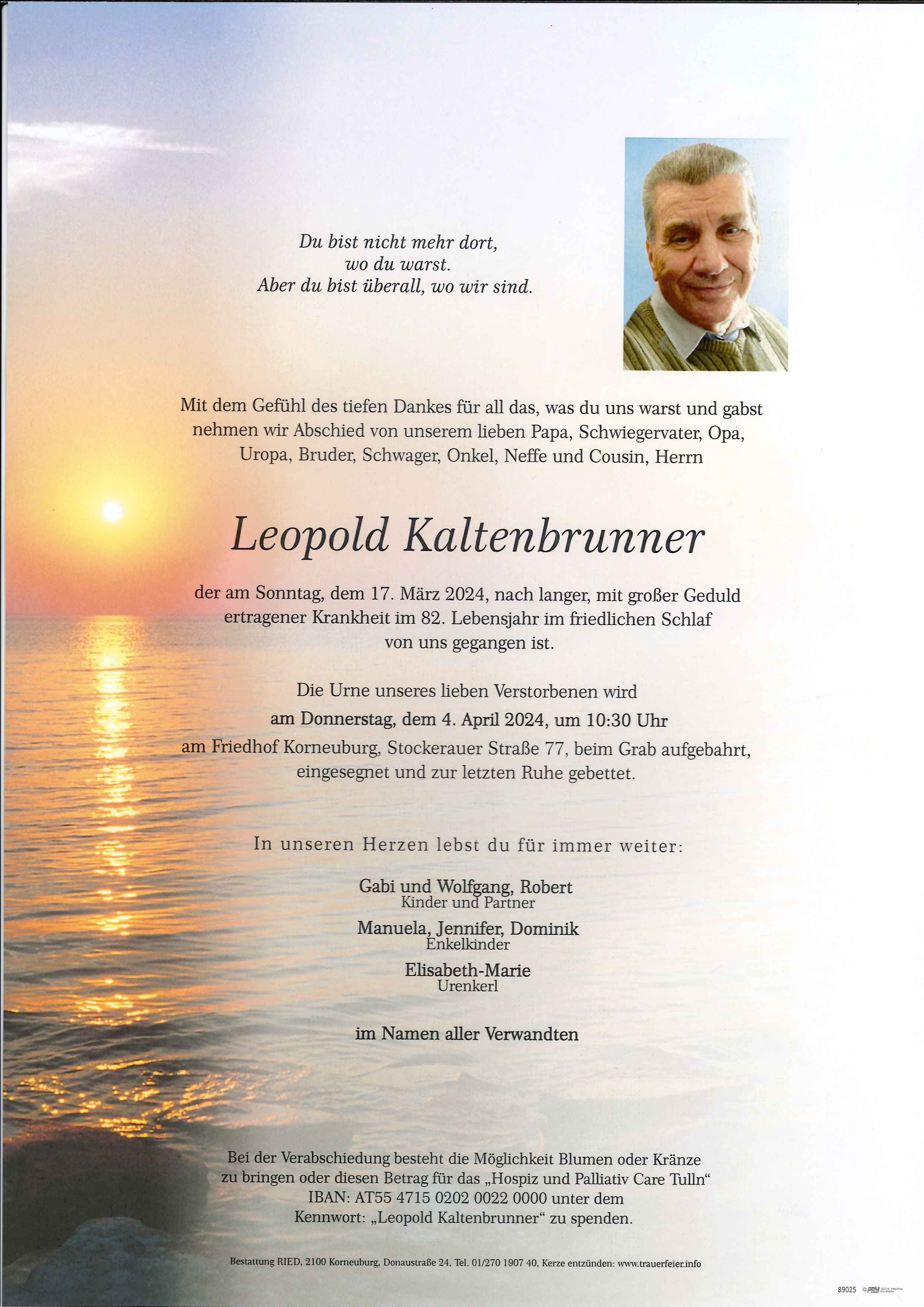 Traueranzeige von Leopold Kaltenbrunner
