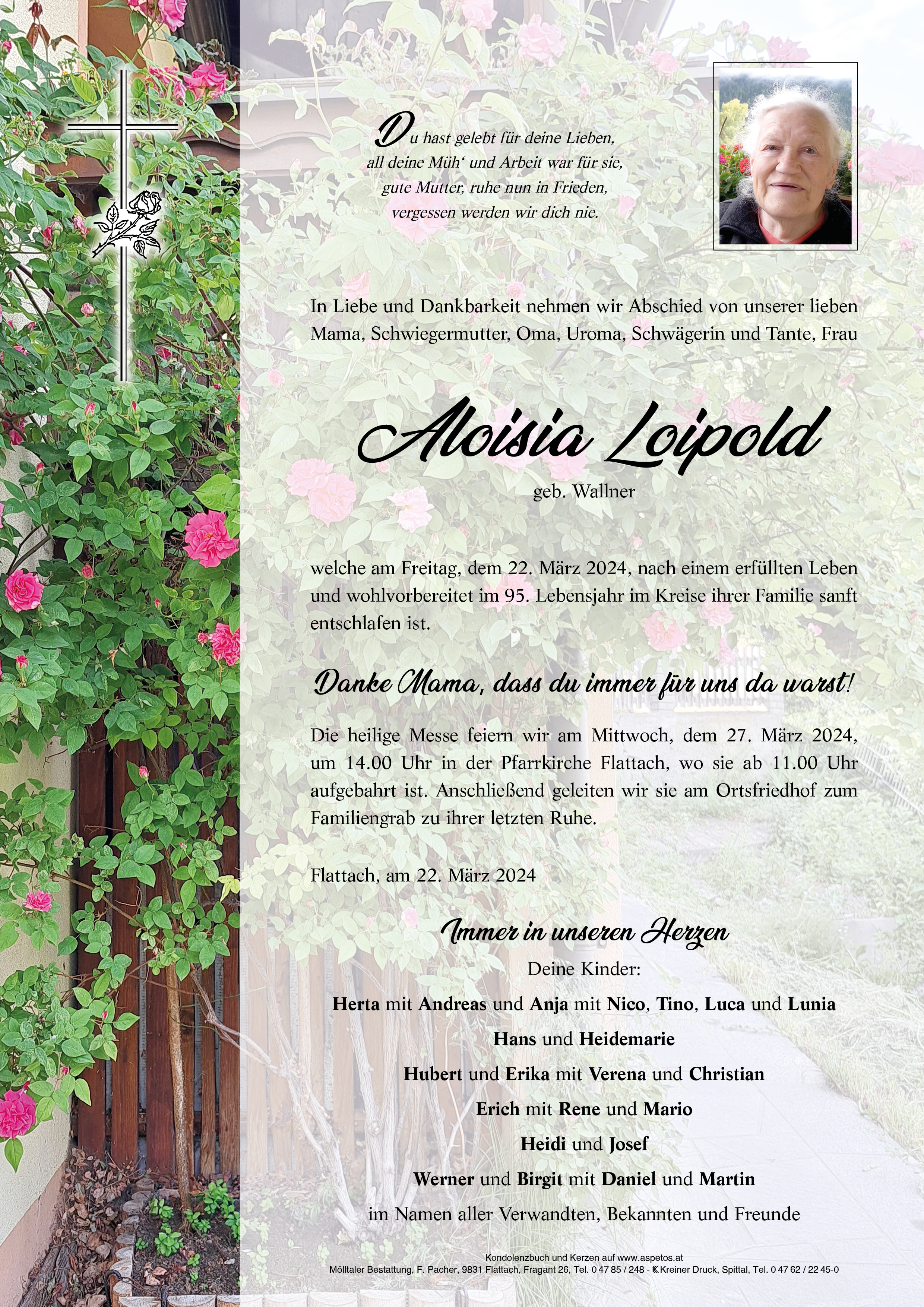 Traueranzeige von Aloisia Loipold