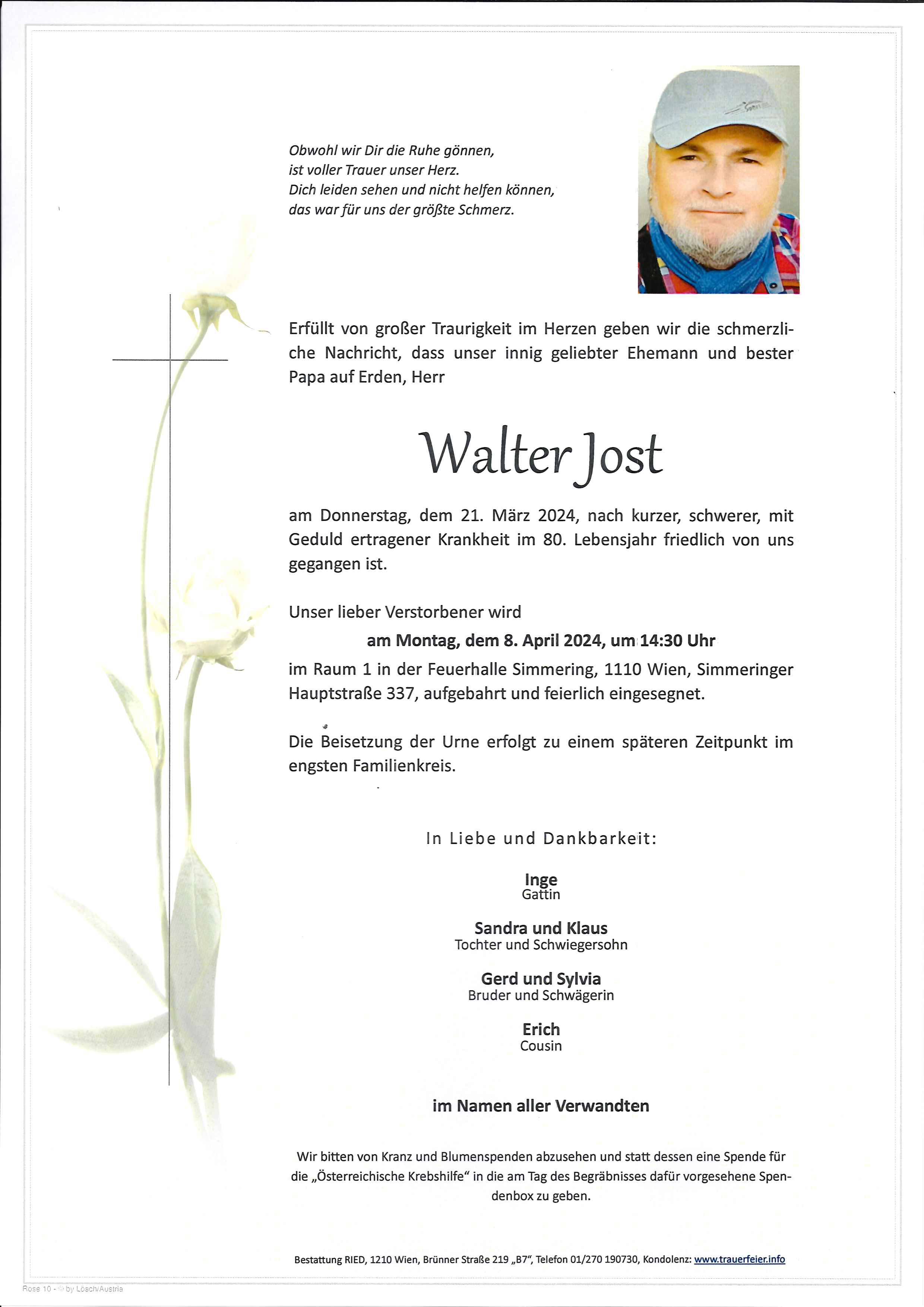 Traueranzeige von Walter Jost