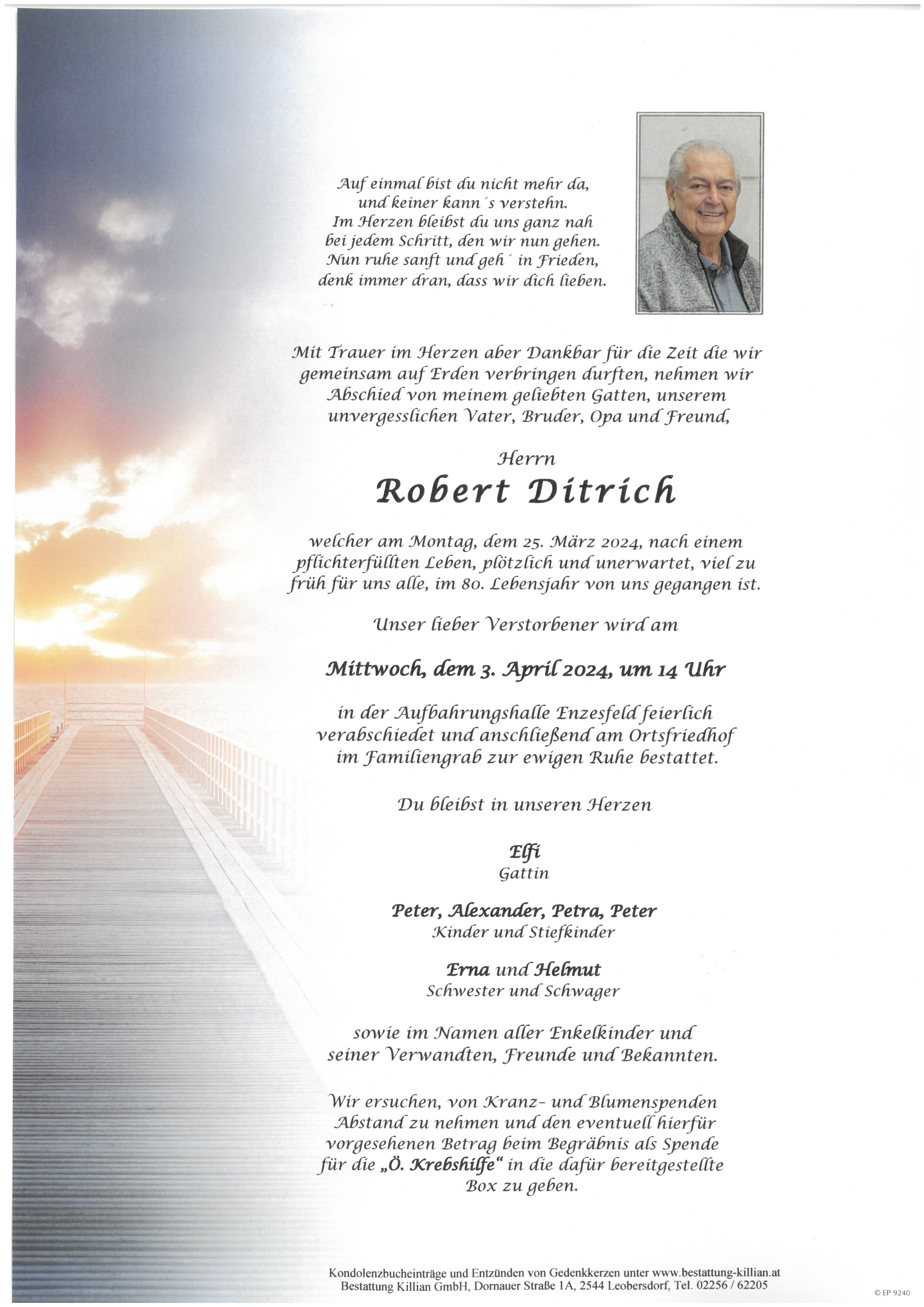 Traueranzeige von Robert  Ditrich