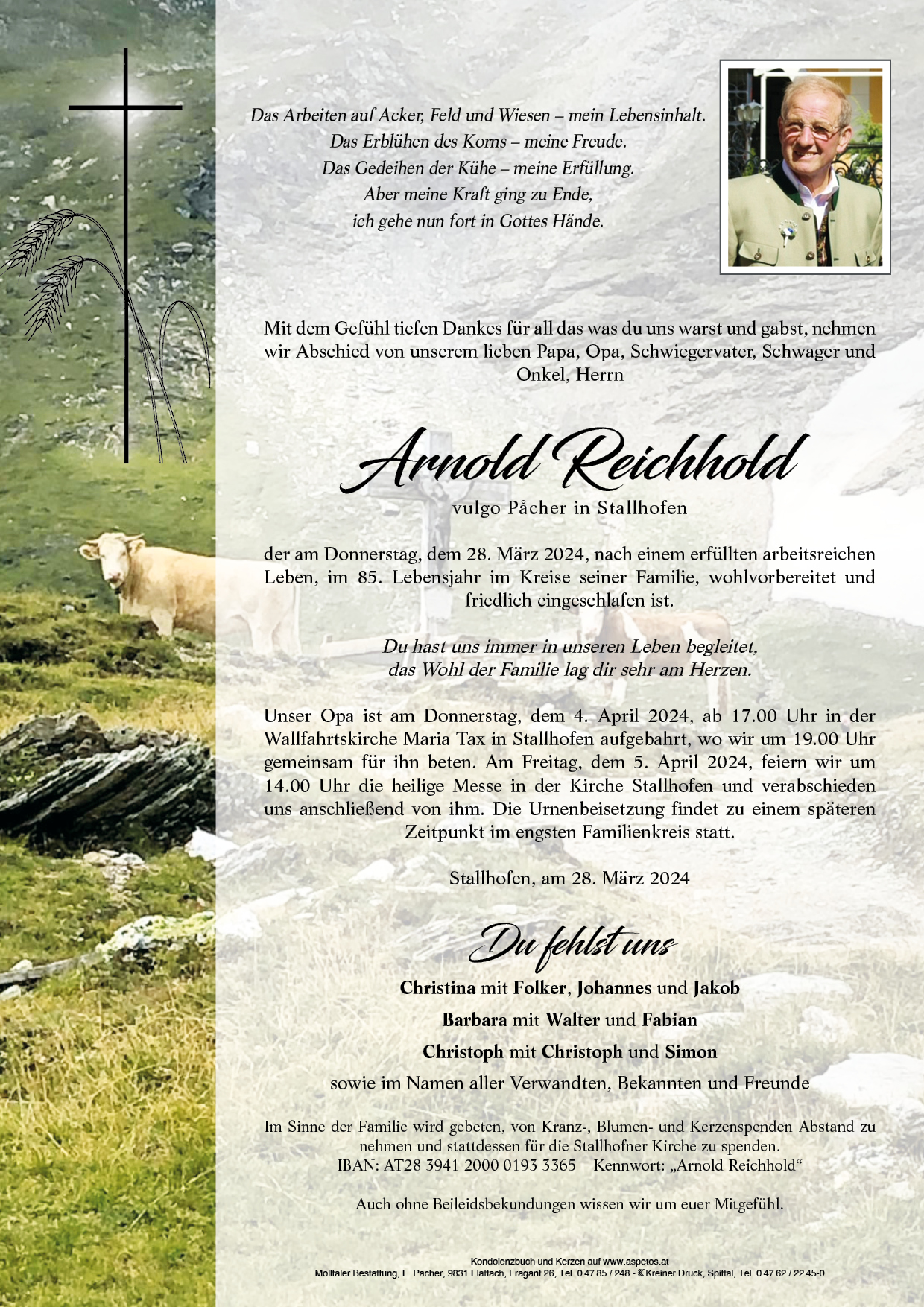 Traueranzeige von Arnold Reichhold