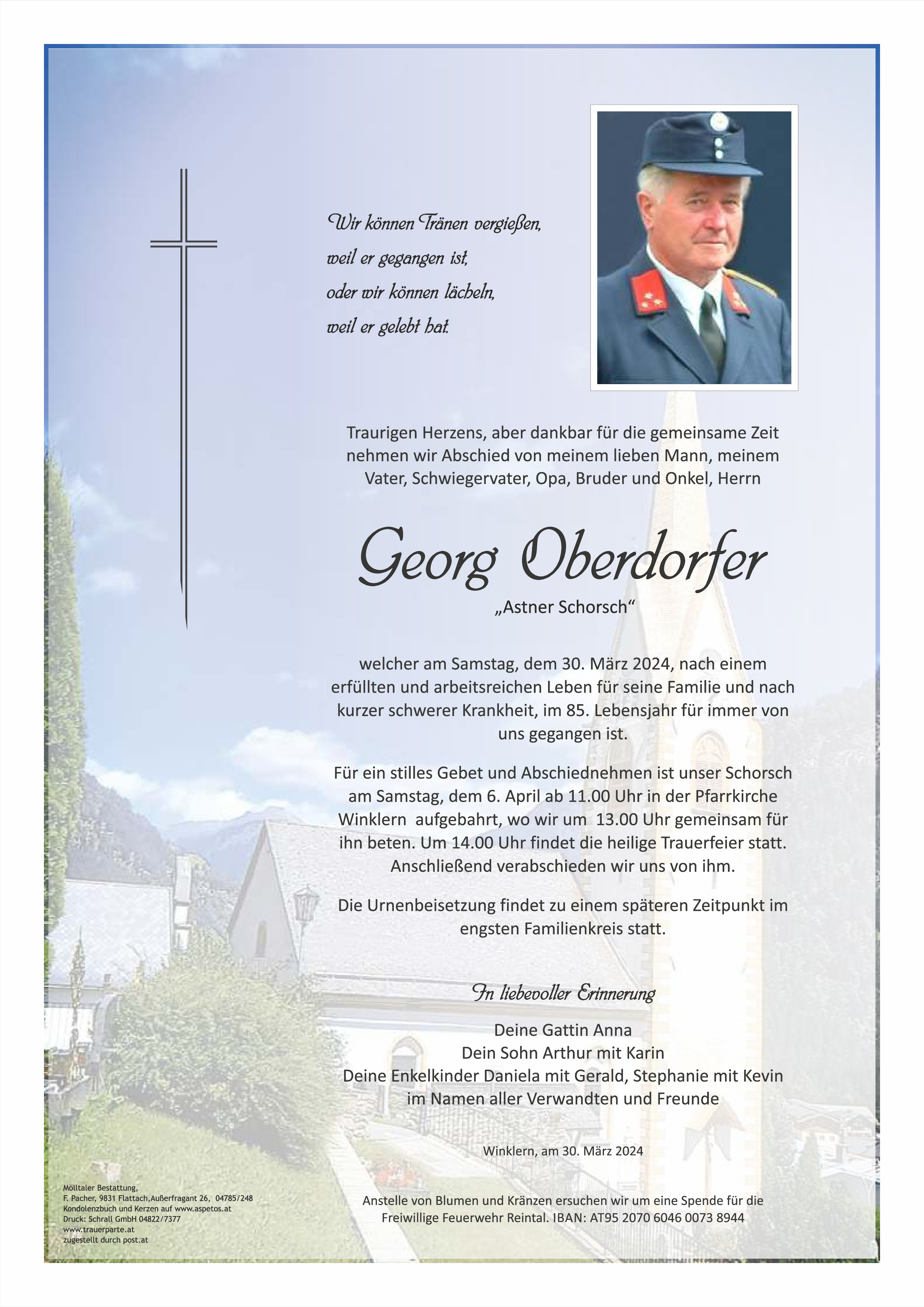 Traueranzeige von Georg Oberdorfer