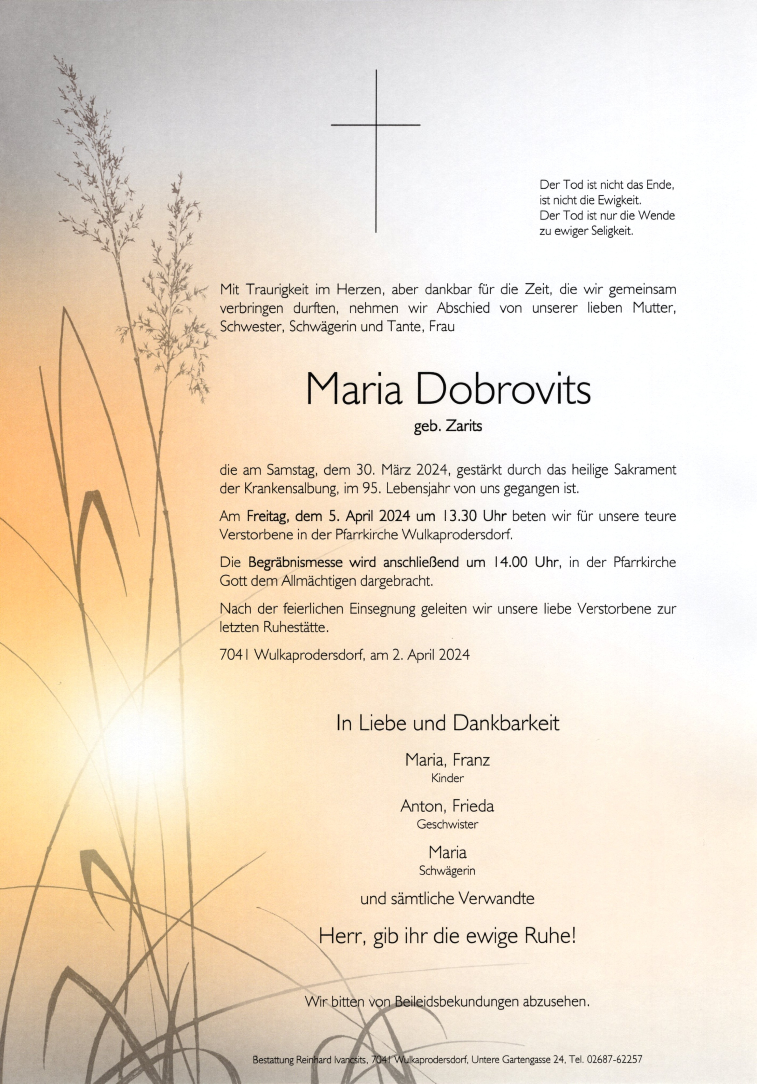 Traueranzeige von Maria Dobrovits