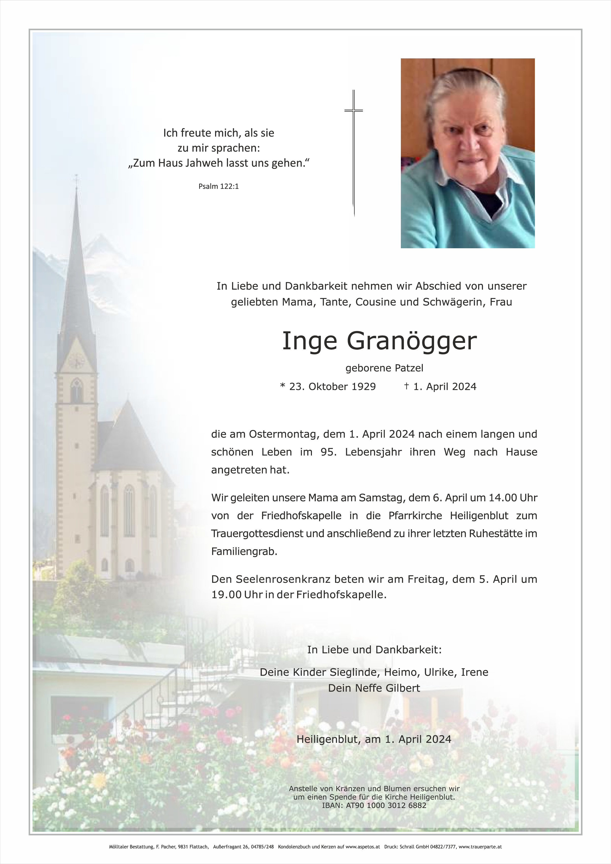 Traueranzeige von Inge Granögger