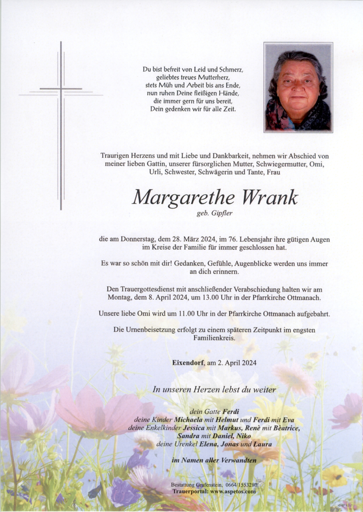 Traueranzeige von Margarethe Wrank
