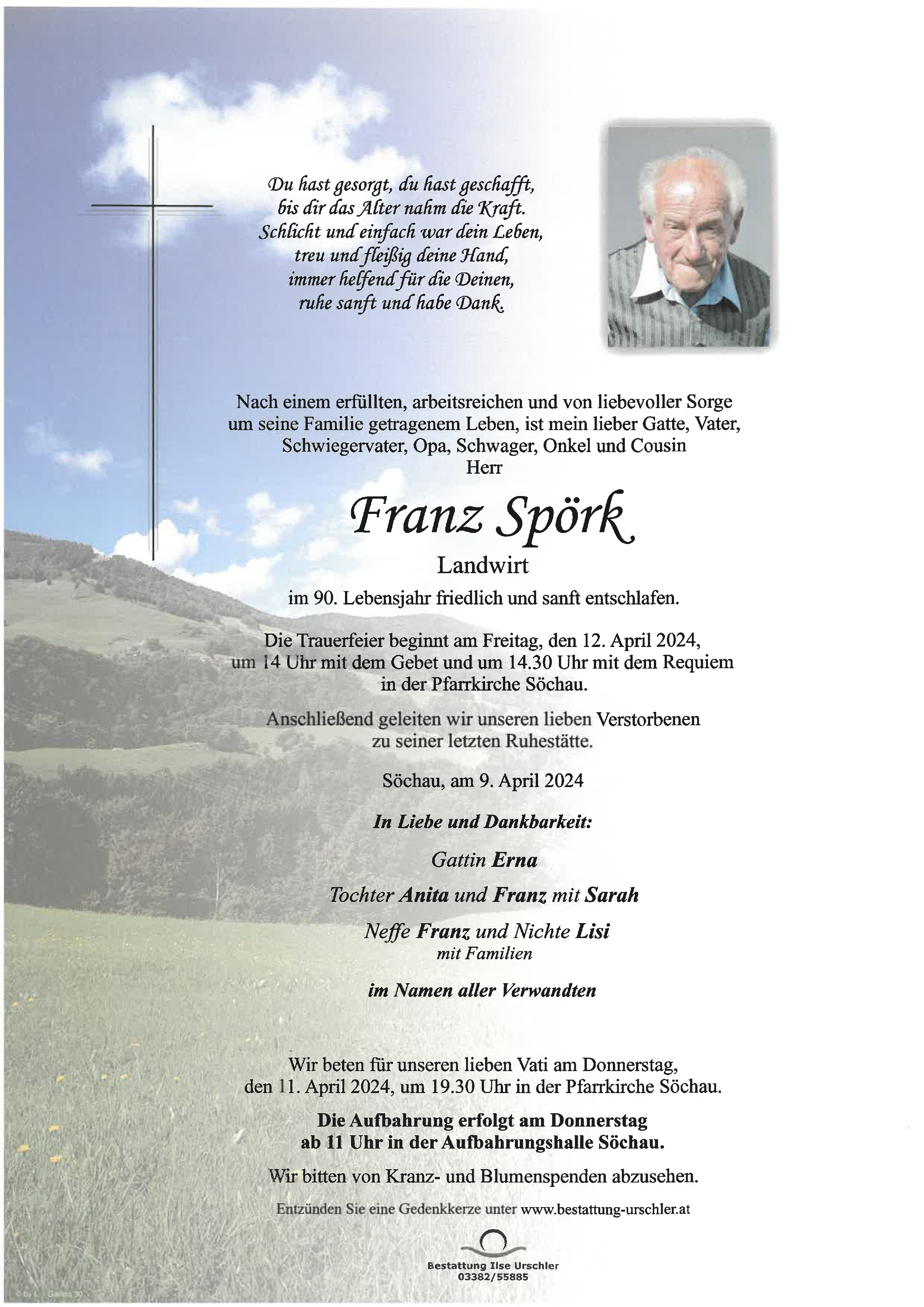 Traueranzeige von Franz Spörk