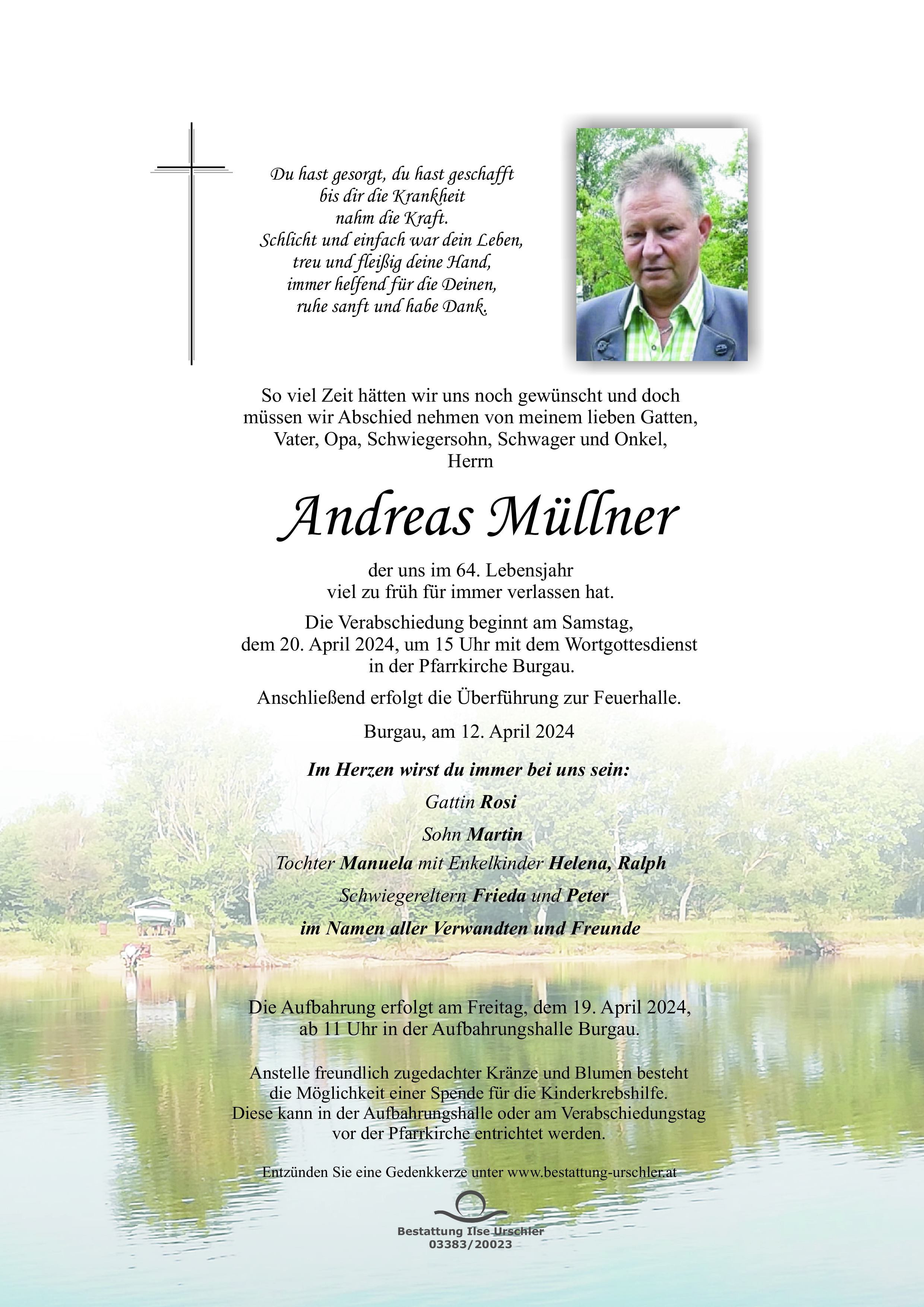 Traueranzeige von Andreas Müllner