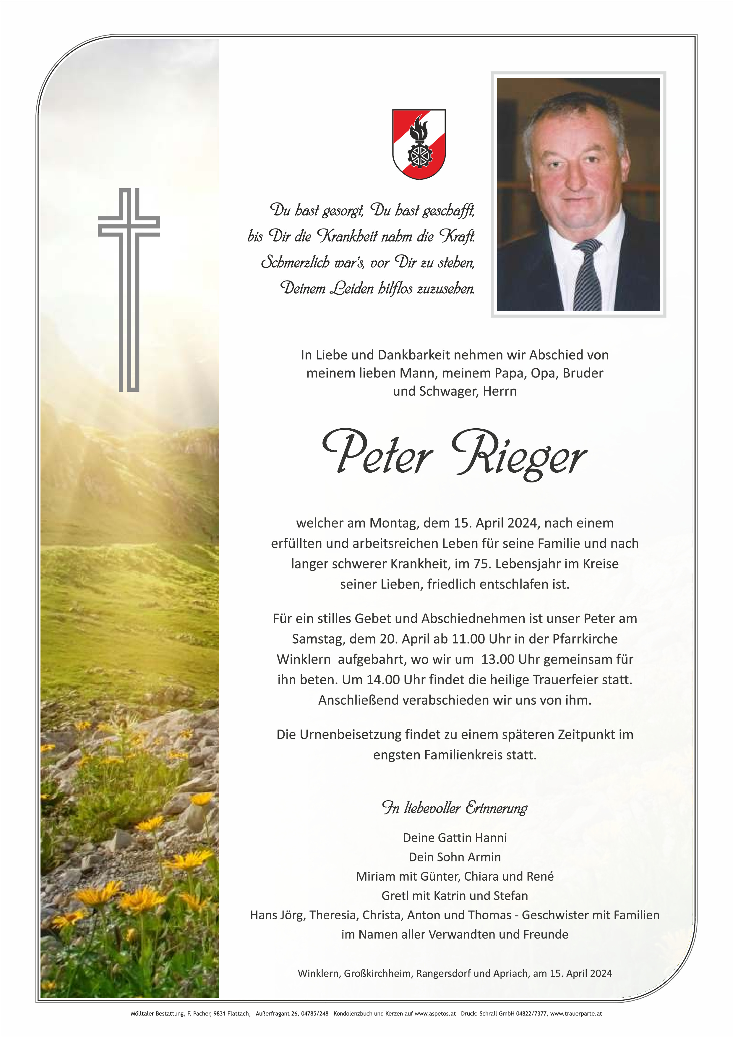 Traueranzeige von Peter Rieger