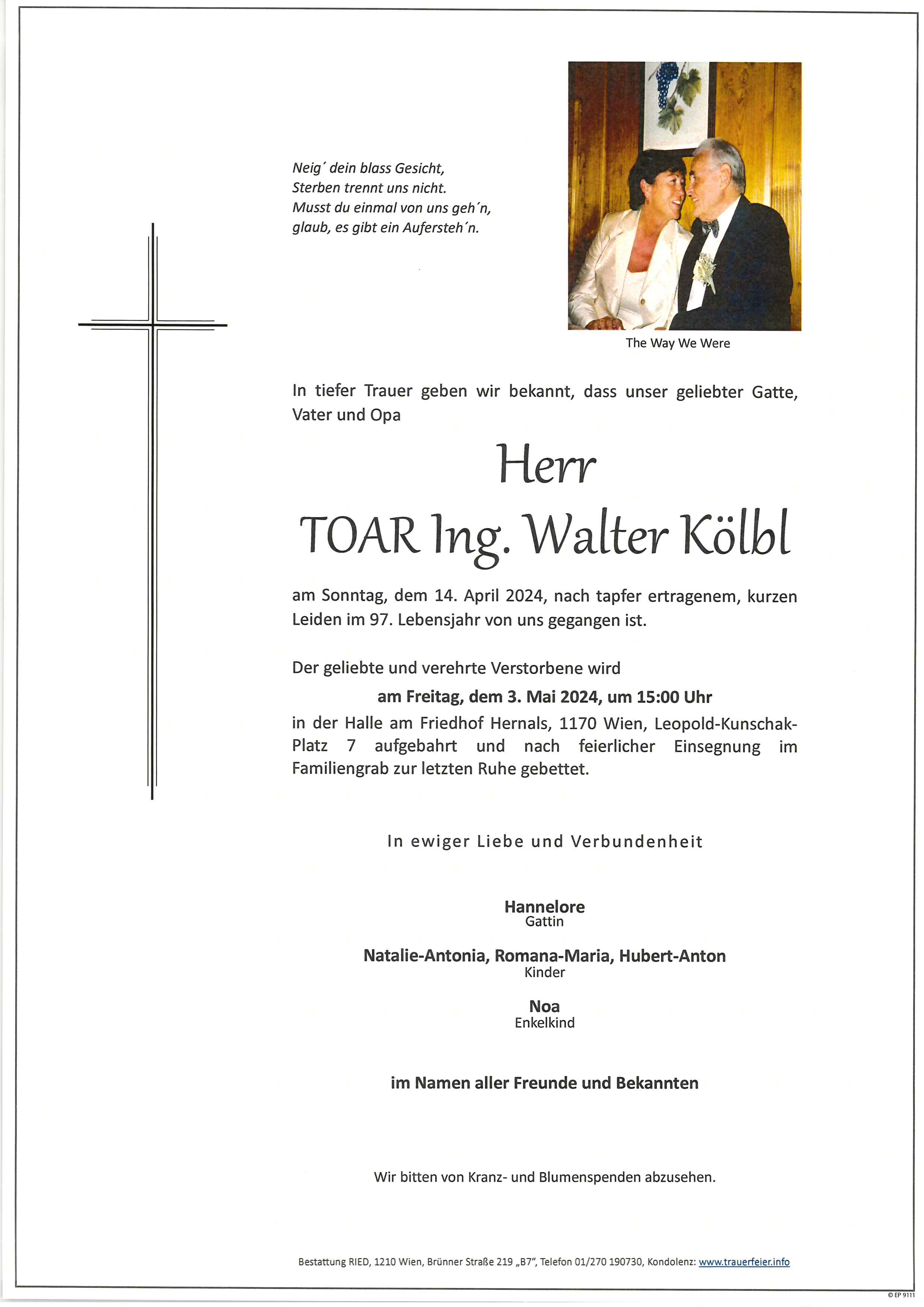 Traueranzeige von TOAR Ing. Walter Kölbl