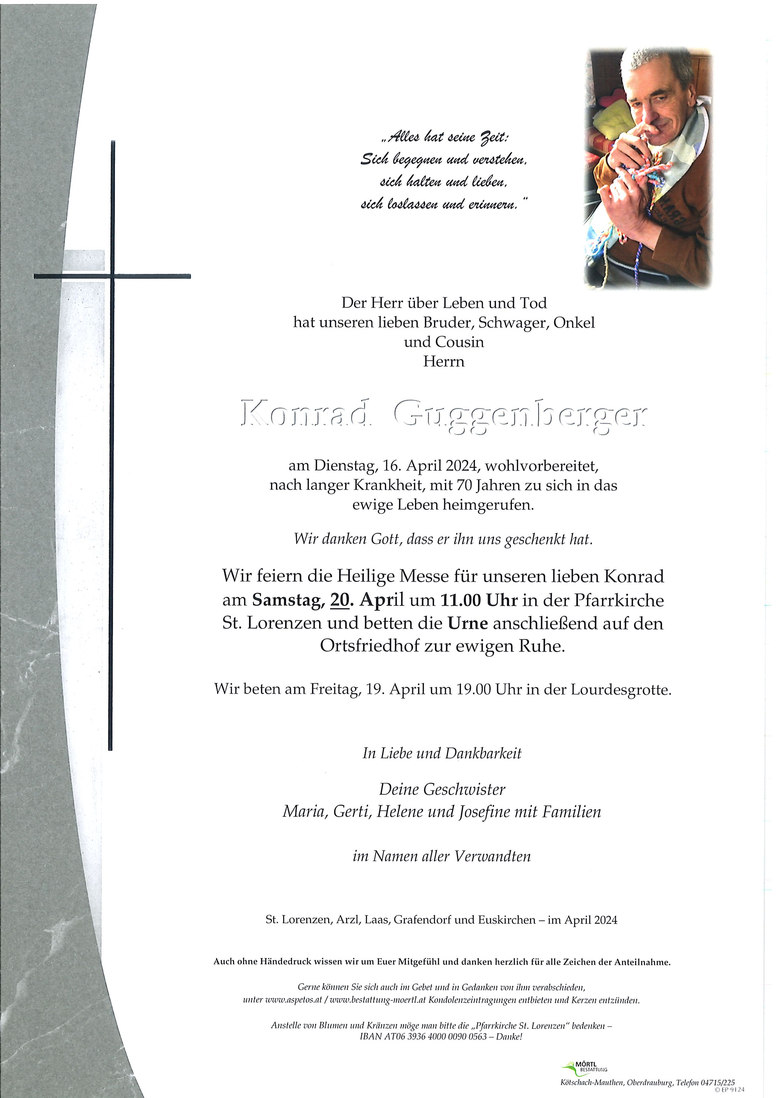 Traueranzeige von Konrad Guggenberger