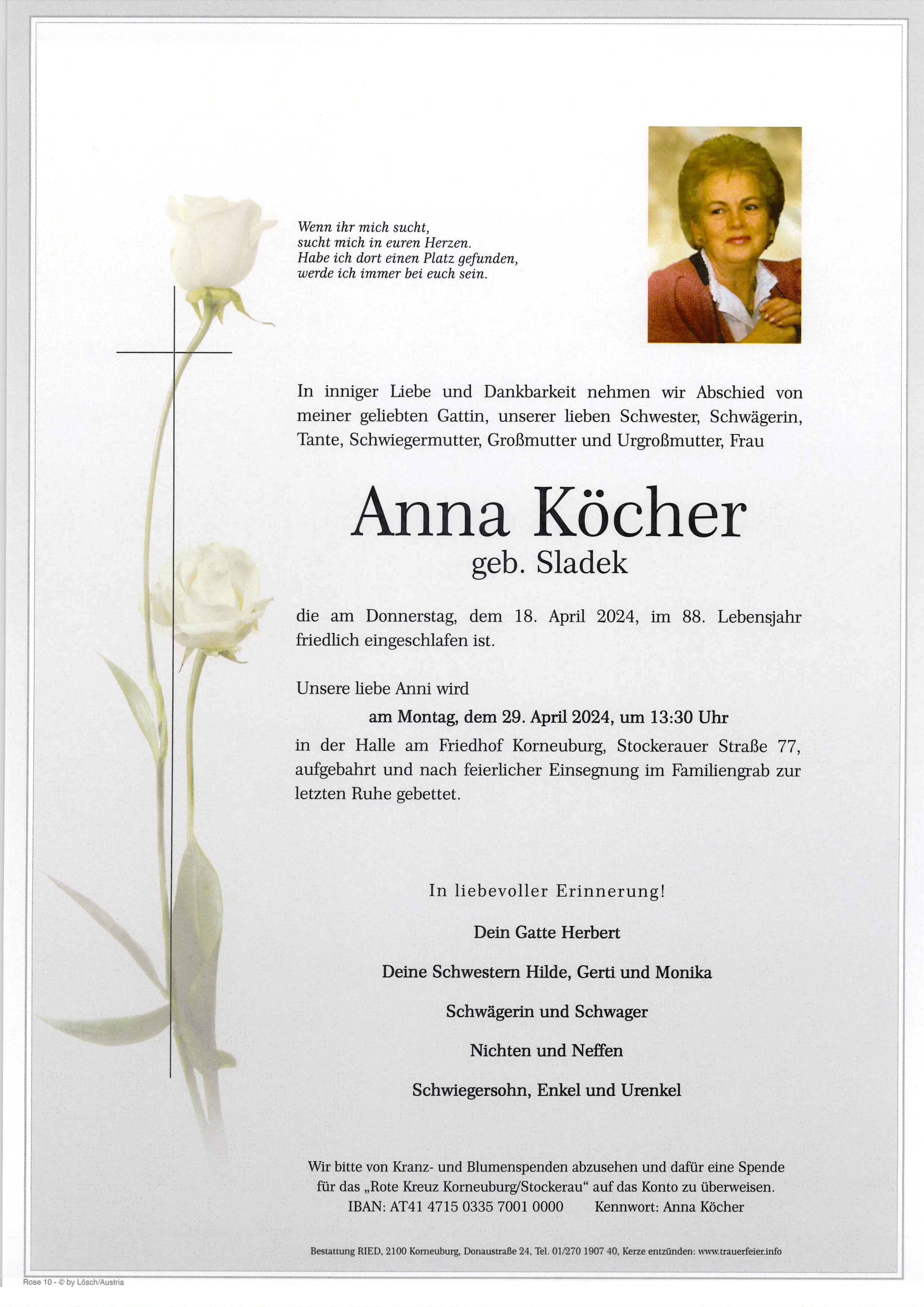 Traueranzeige von Anna Köcher