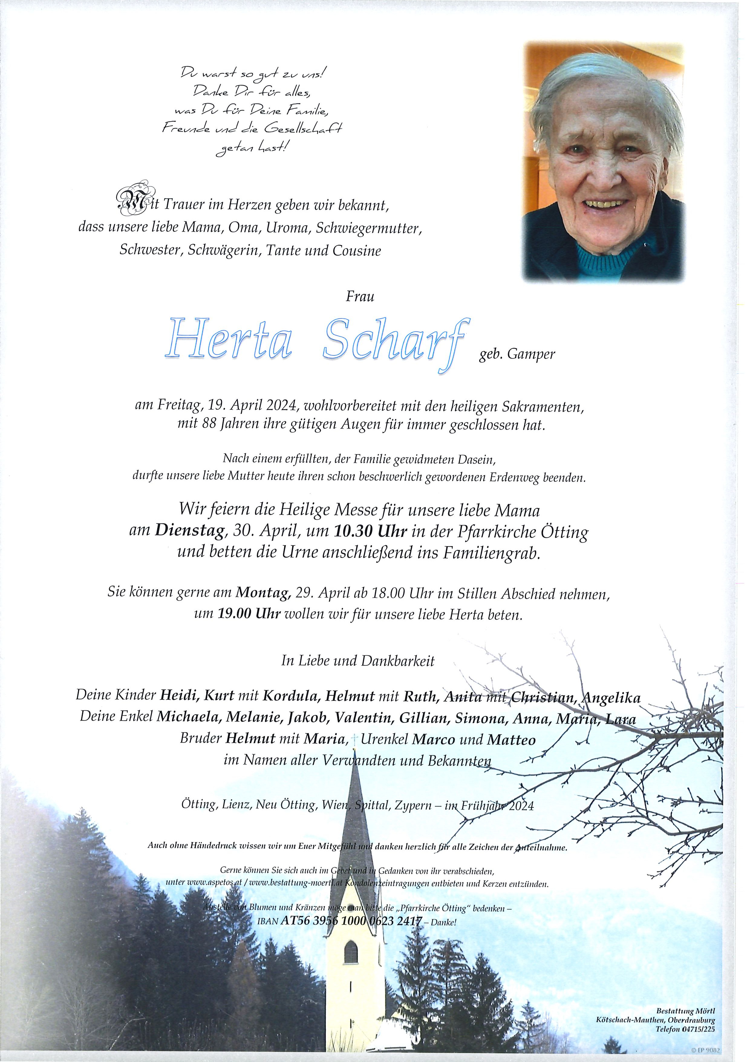 Traueranzeige von Herta Scharf