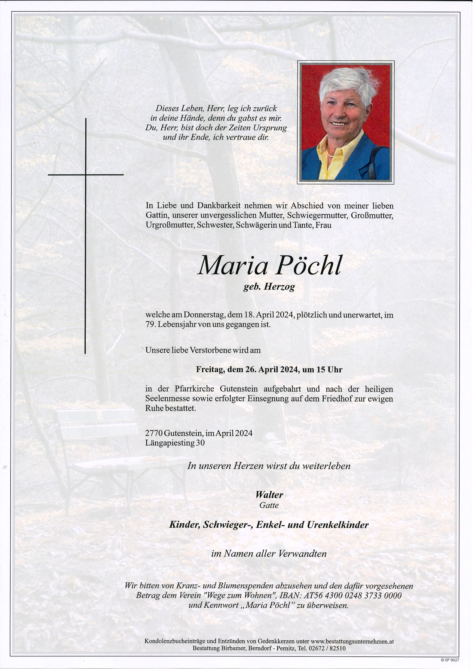 Traueranzeige von Maria Pöchl