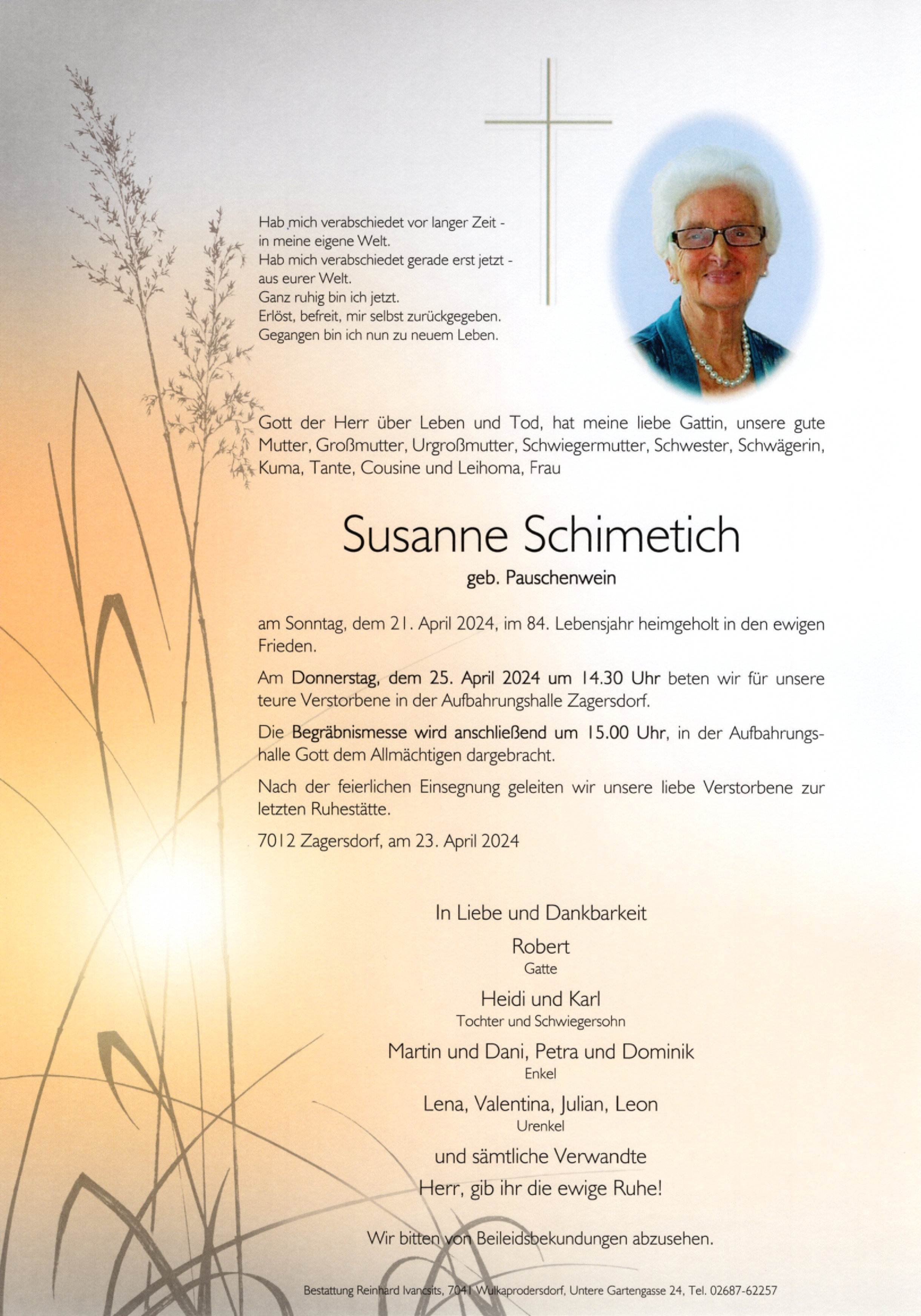 Traueranzeige von Susanne Schimetich