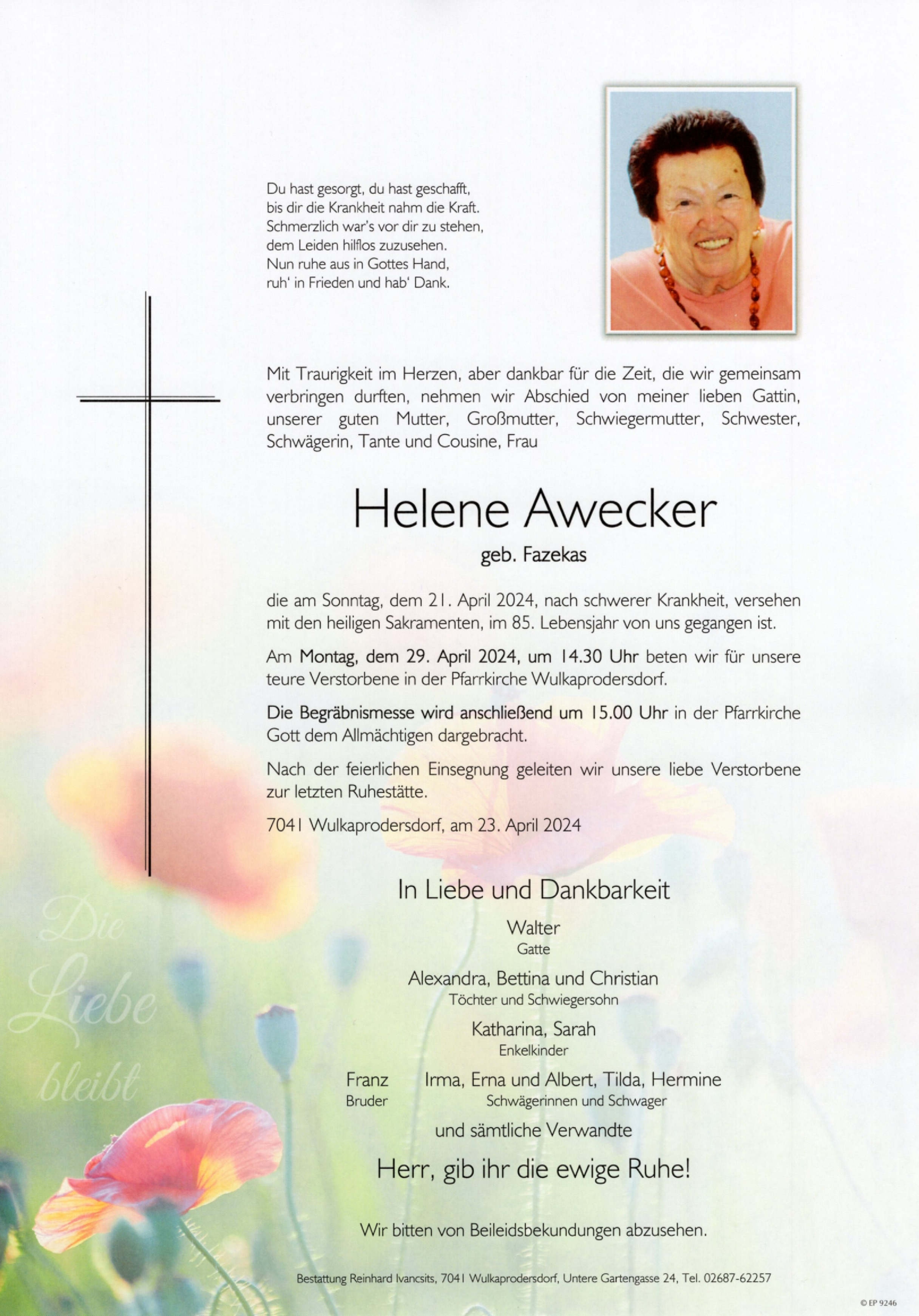 Traueranzeige von Helene Awecker