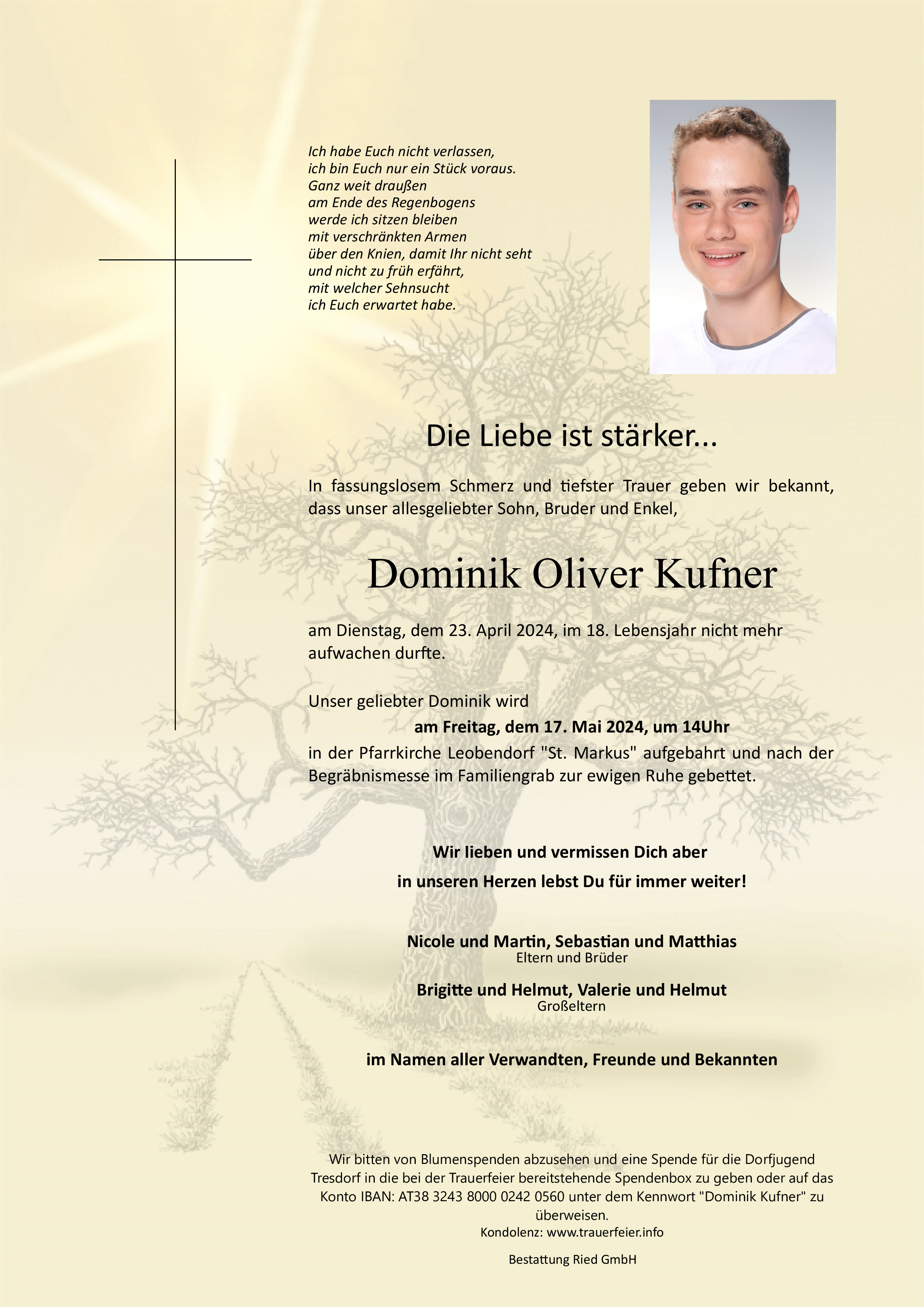 Traueranzeige von Dominik  Kufner