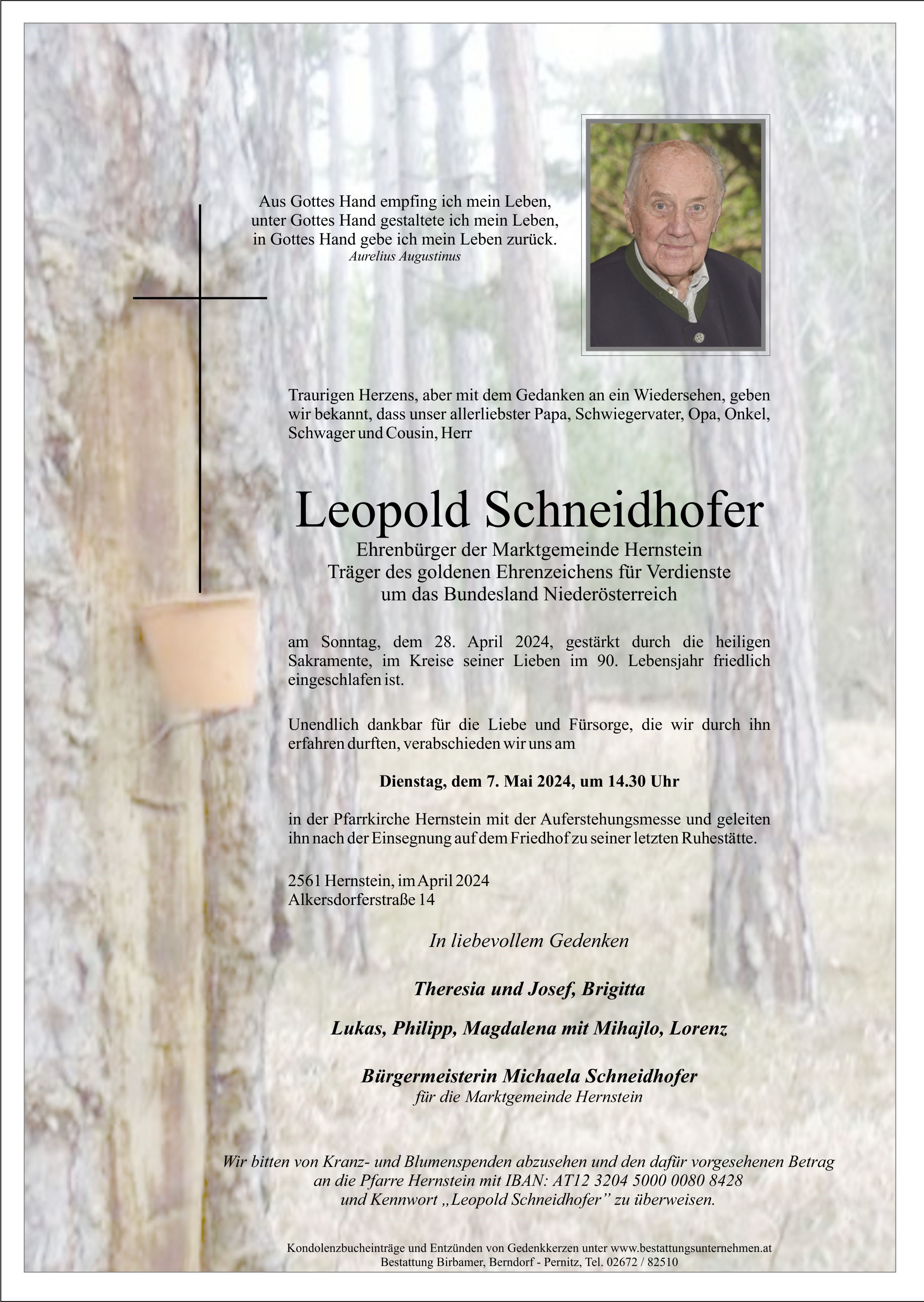 Traueranzeige von Leopold Schneidhofer