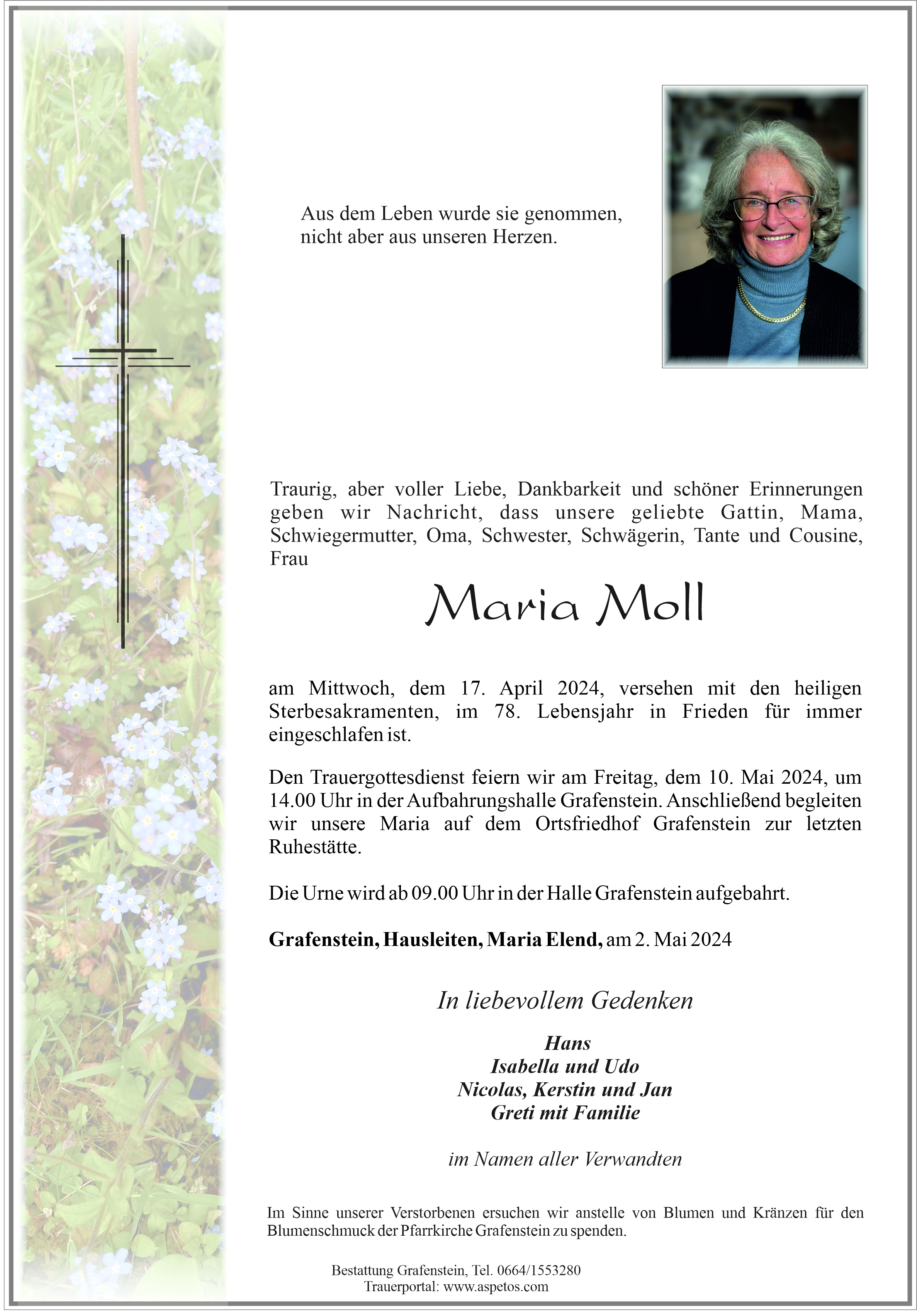 Traueranzeige von Maria Moll —