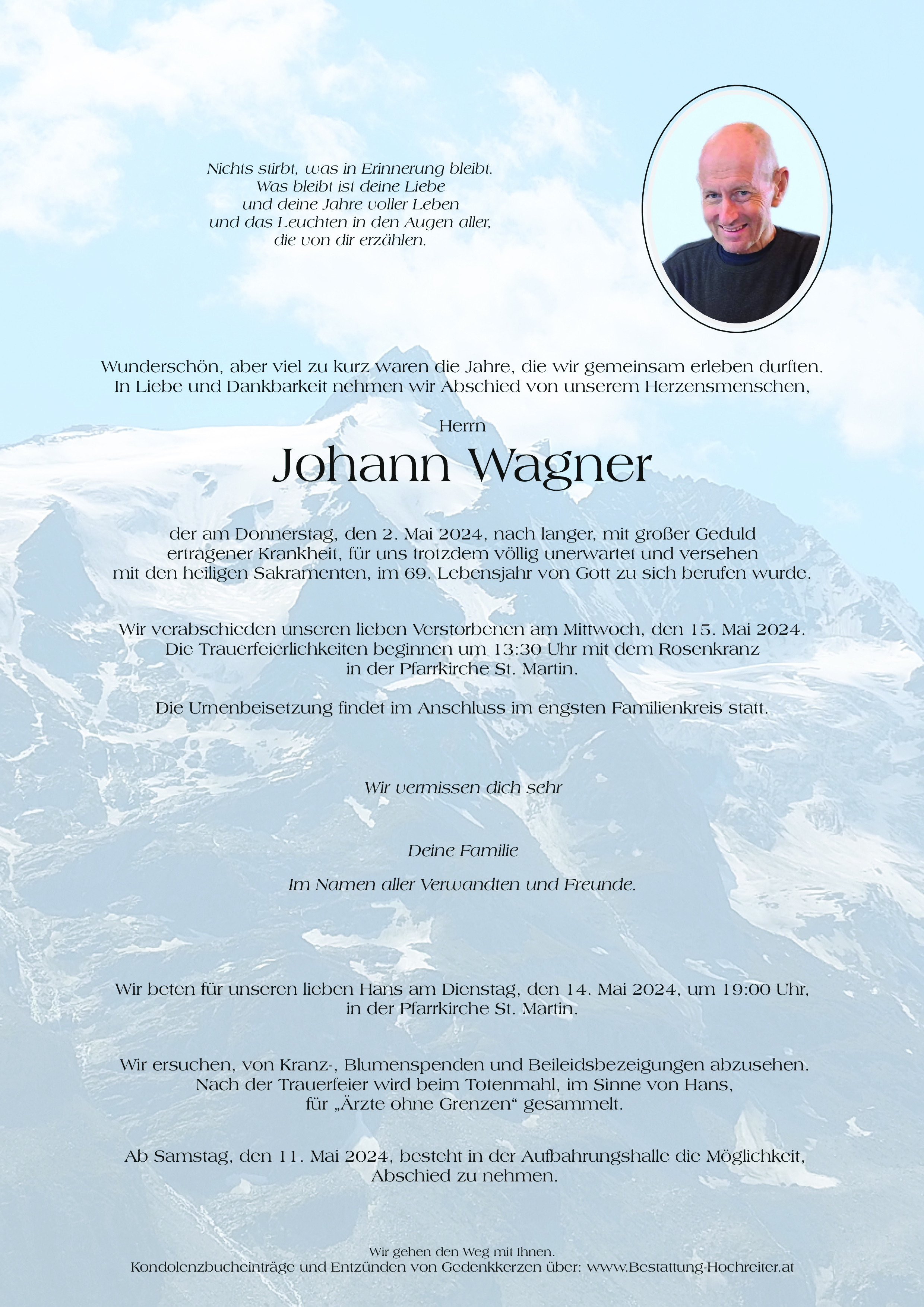 Traueranzeige von Johann Wagner