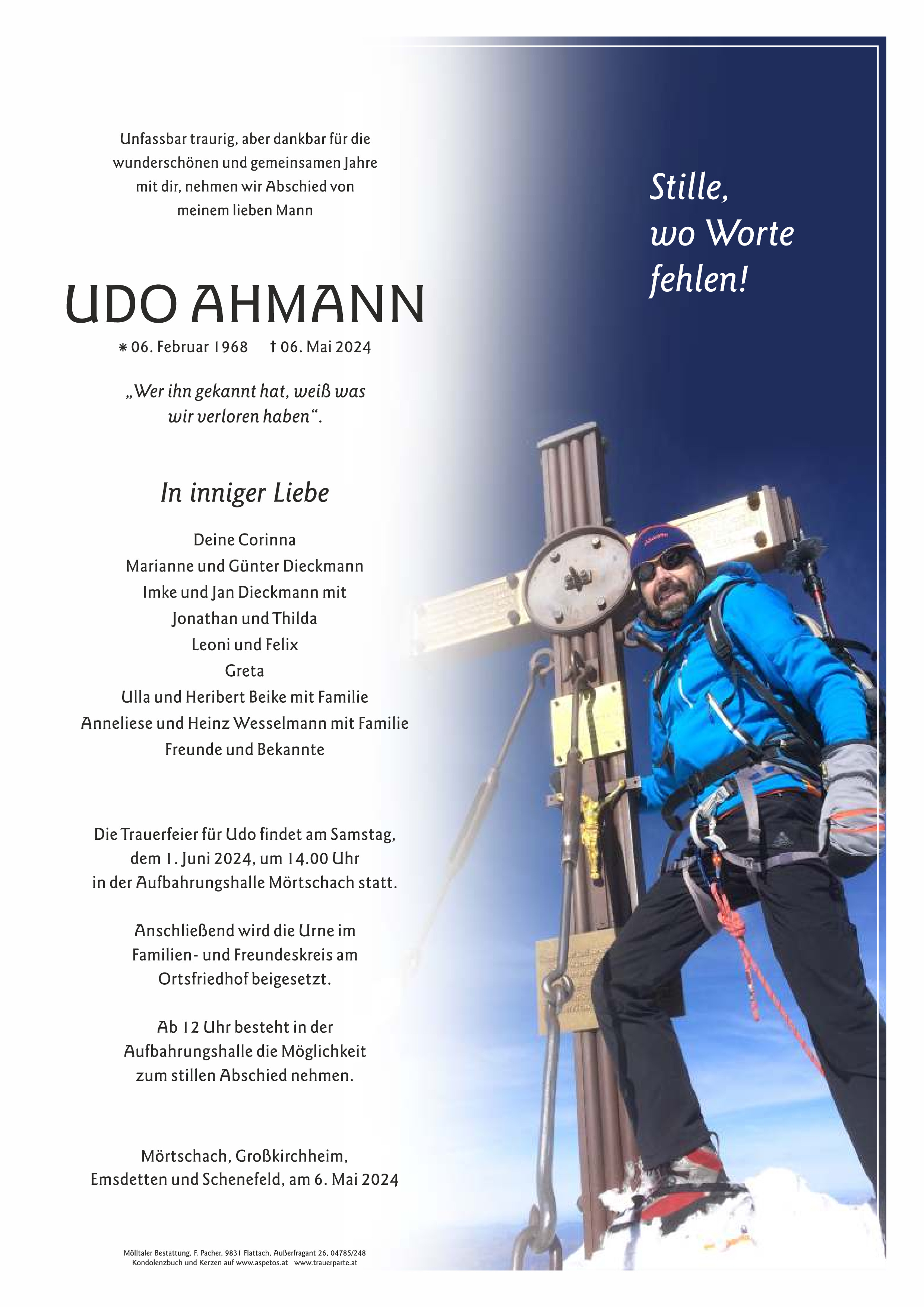 Traueranzeige von Udo Ahmann