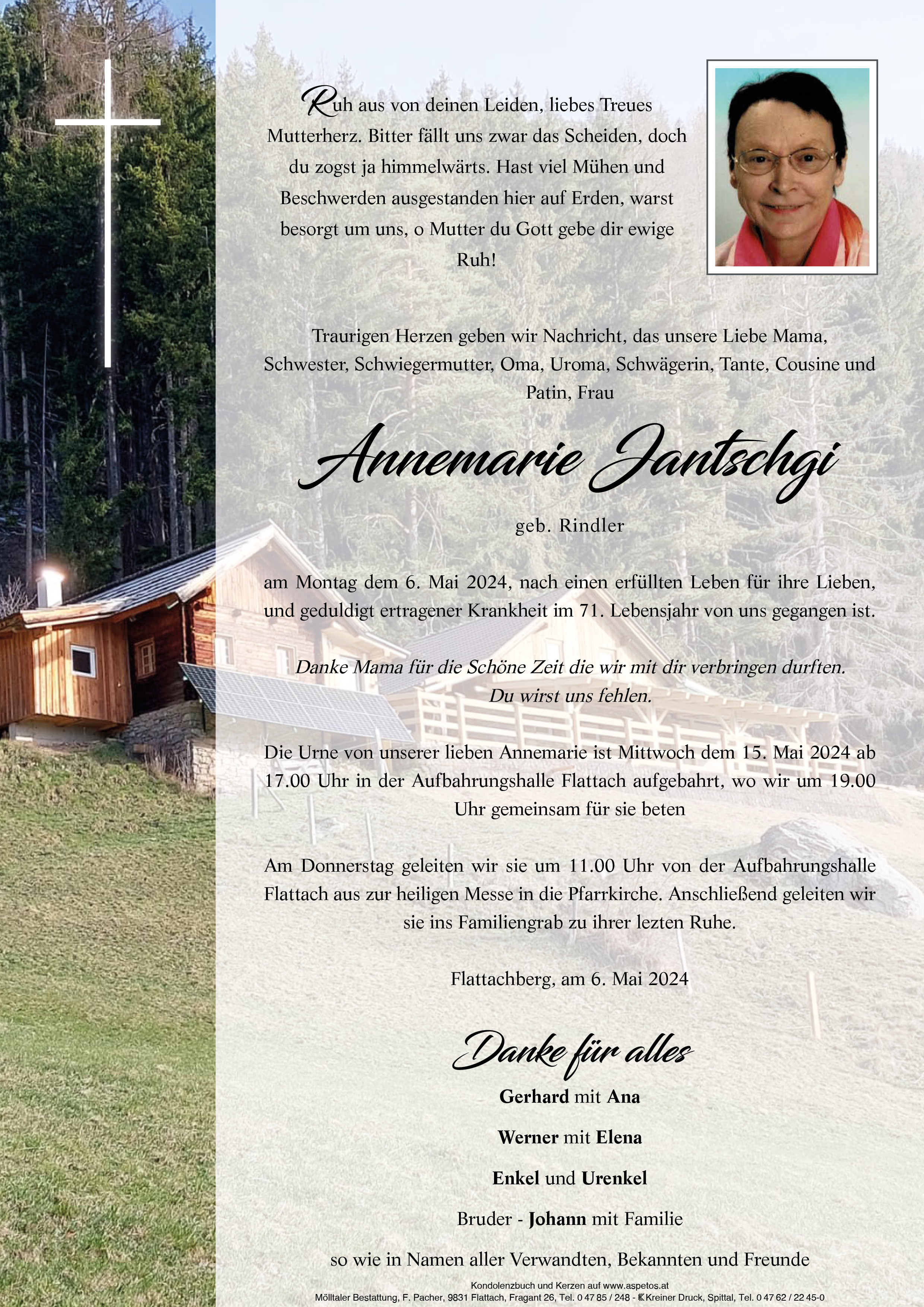 Traueranzeige von Annemarie Jantschgi