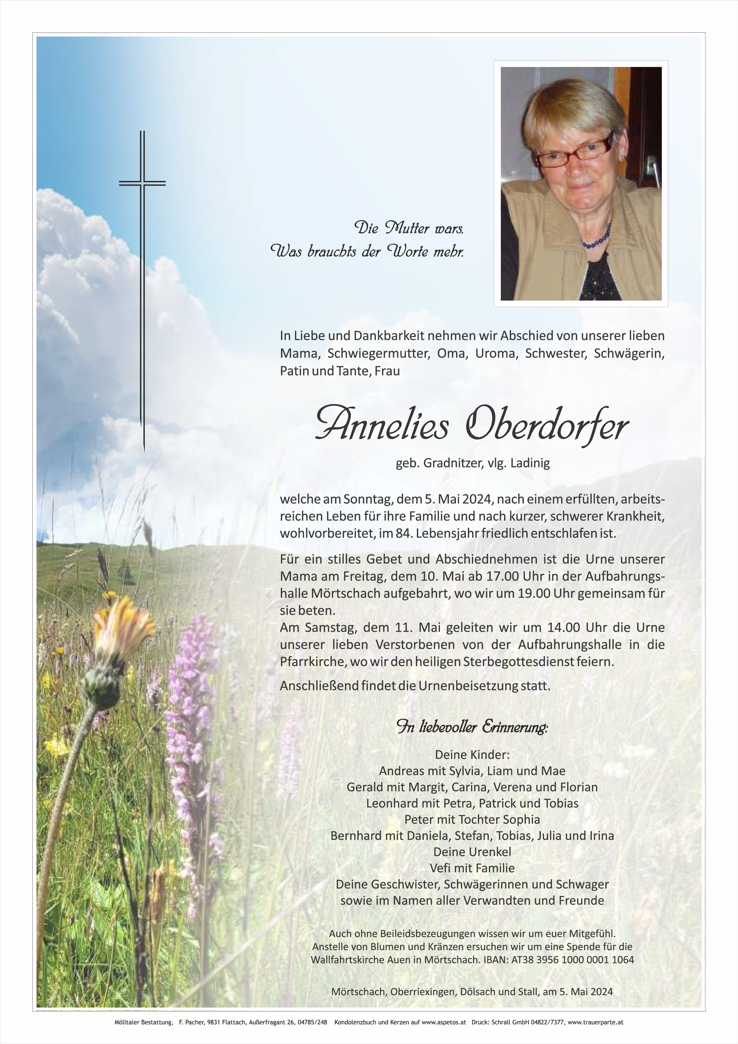 Traueranzeige von Annelies Oberdorfer