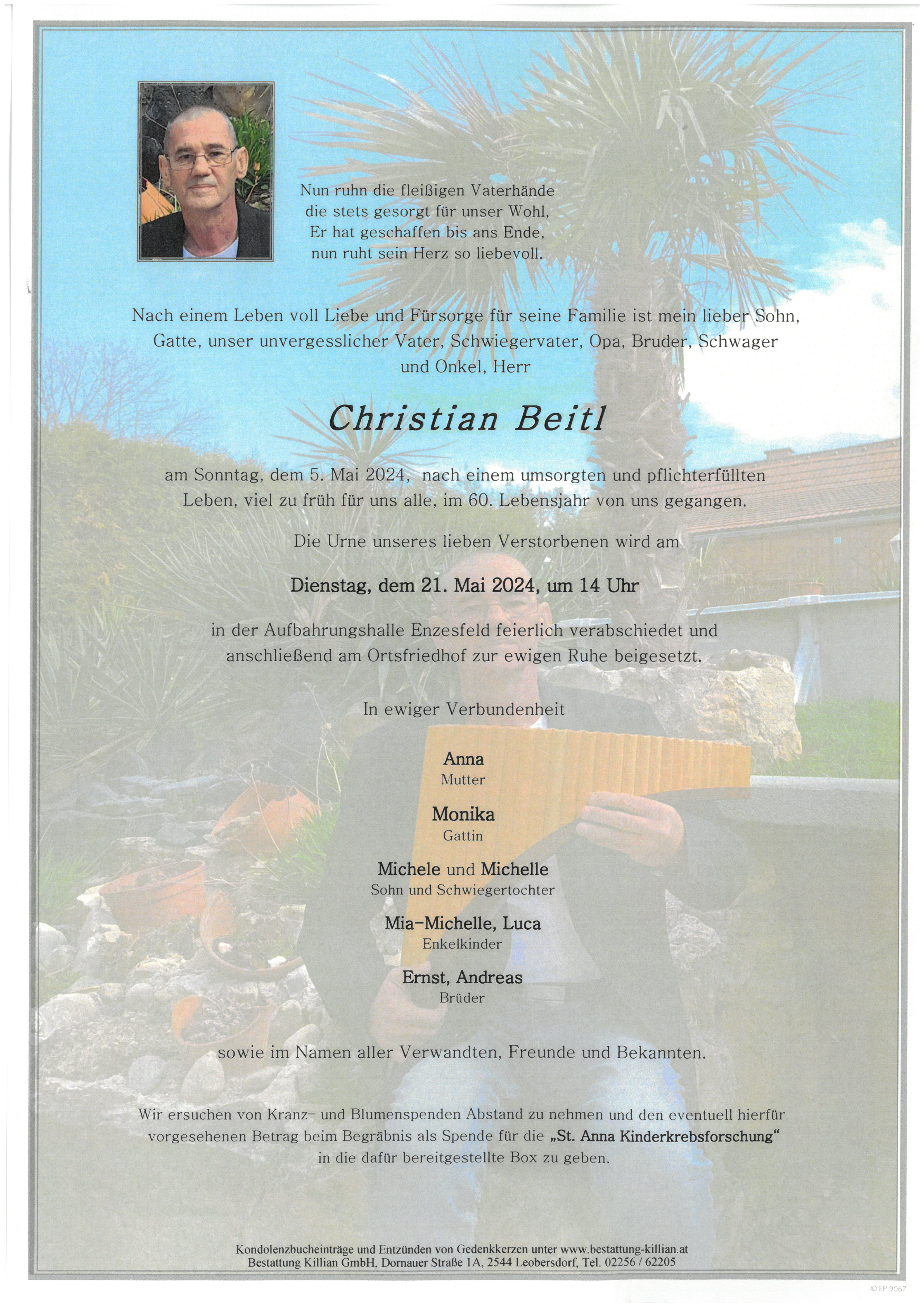 Traueranzeige von Christian Beitl