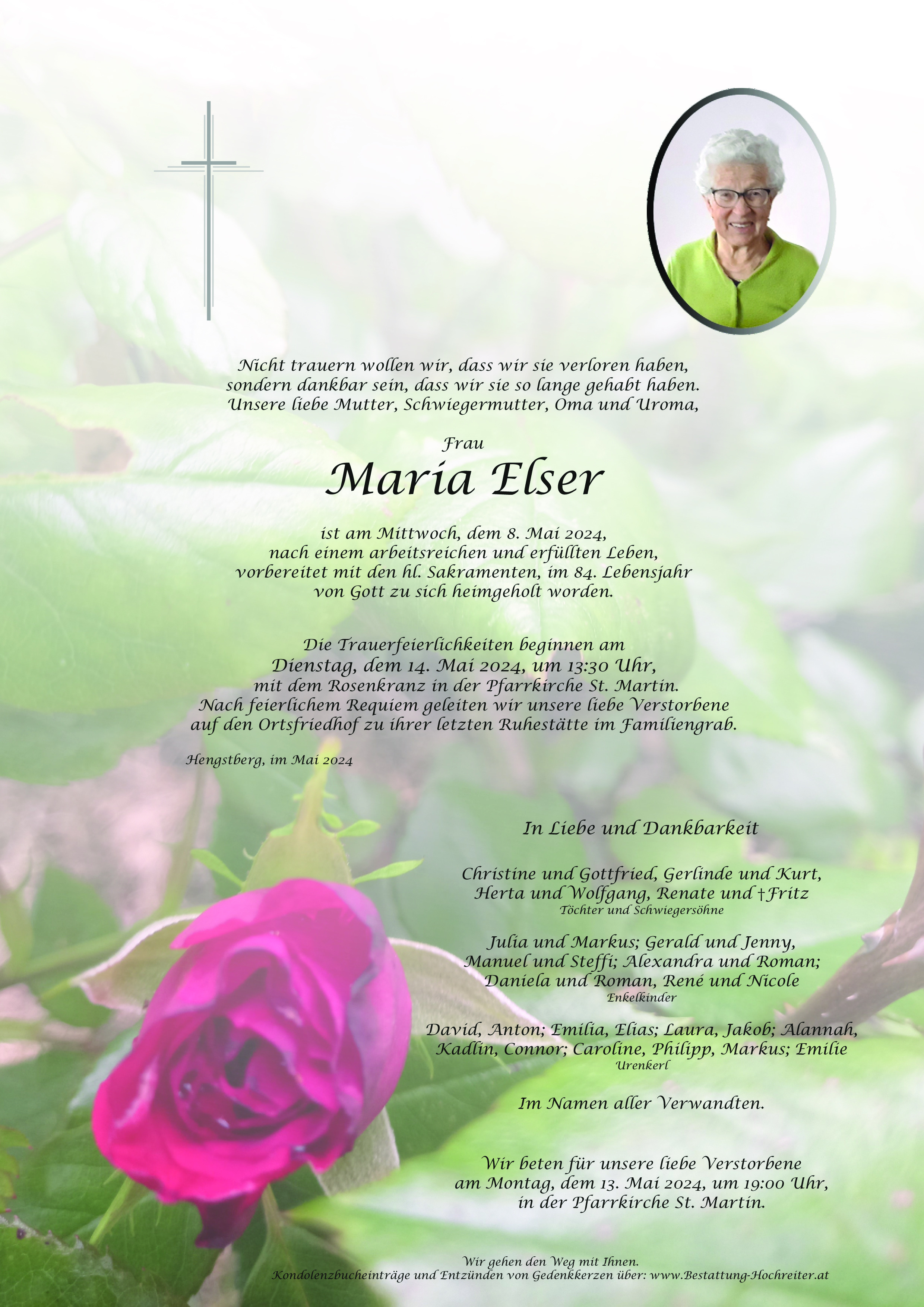 Traueranzeige von Maria Elser