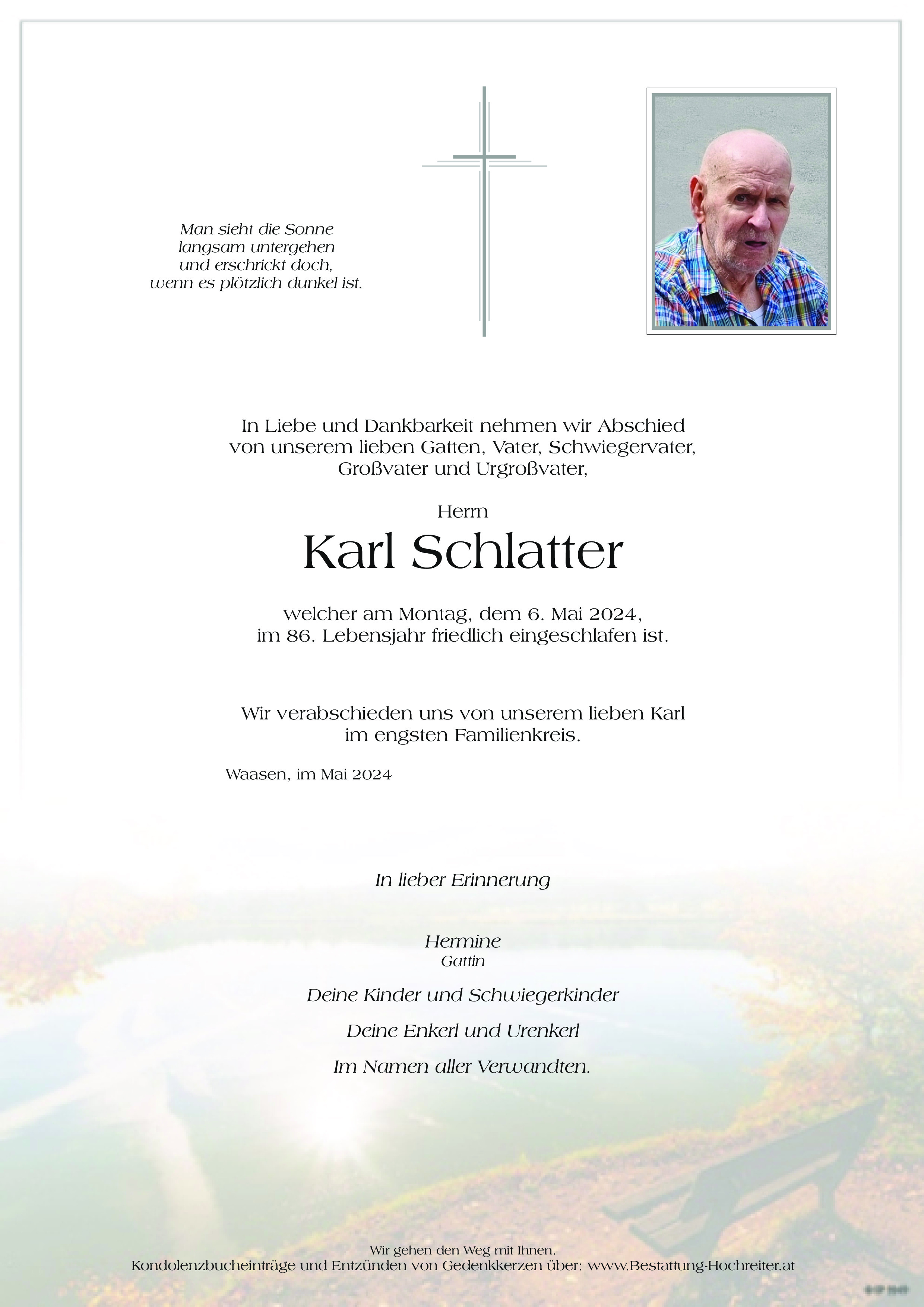 Traueranzeige von Karl Schlatter