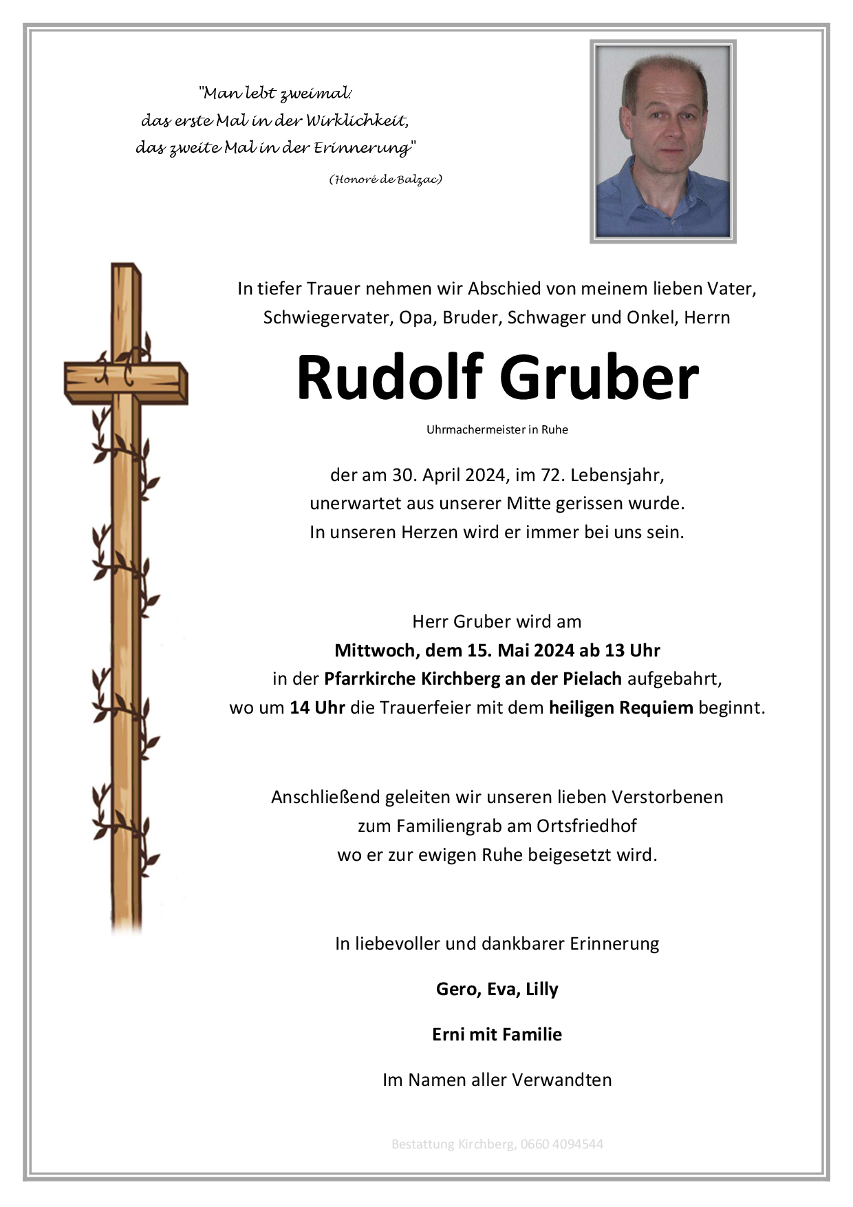Traueranzeige von Rudolf Gruber