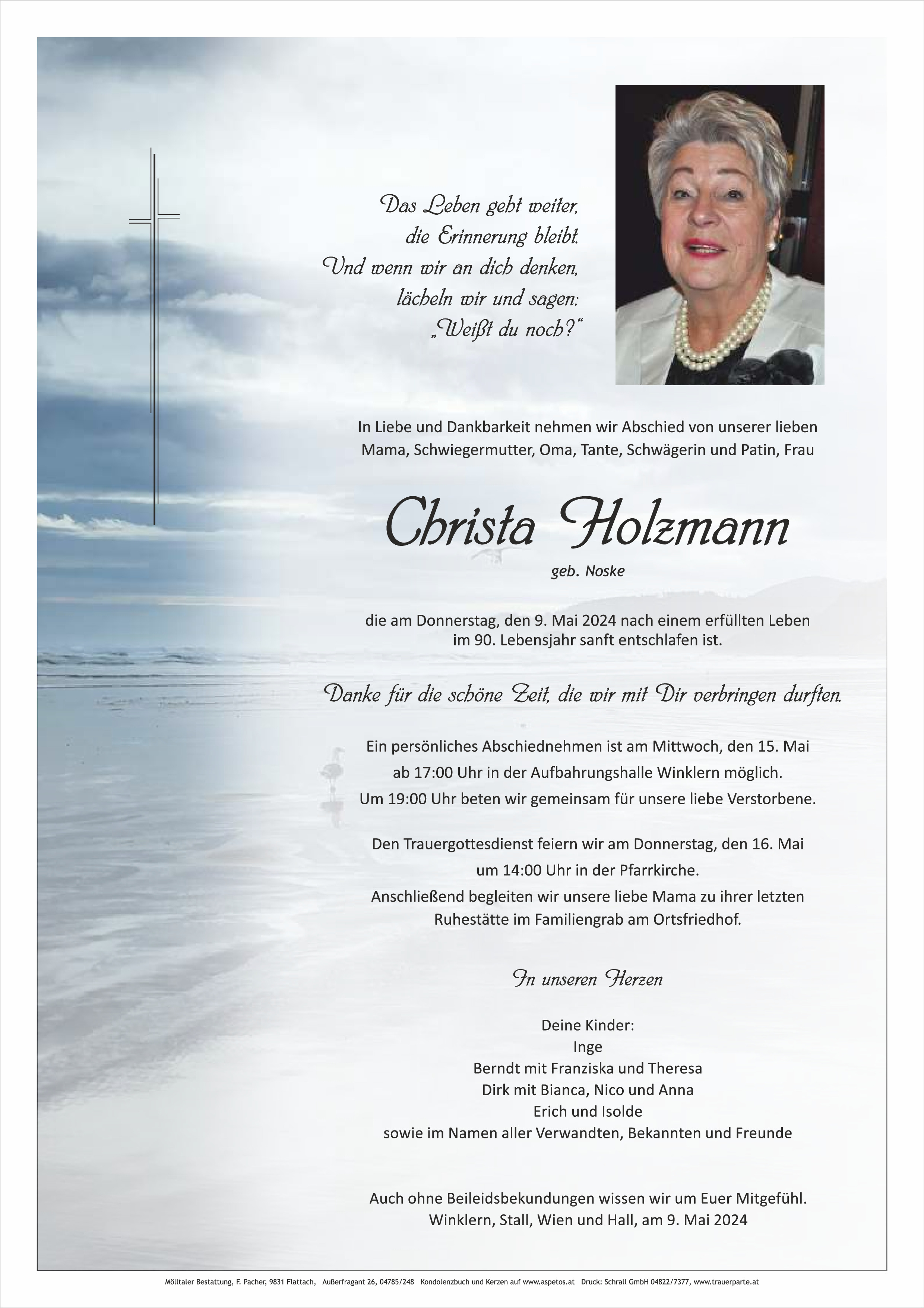 Traueranzeige von Christa Holzmann