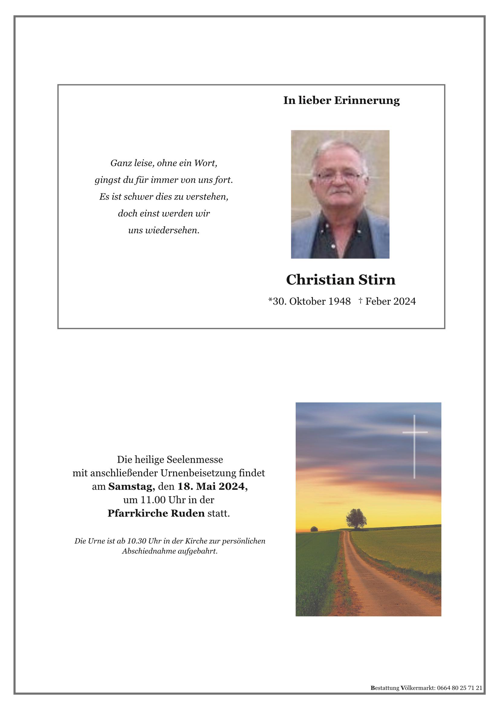 Traueranzeige von Christian Stirn
