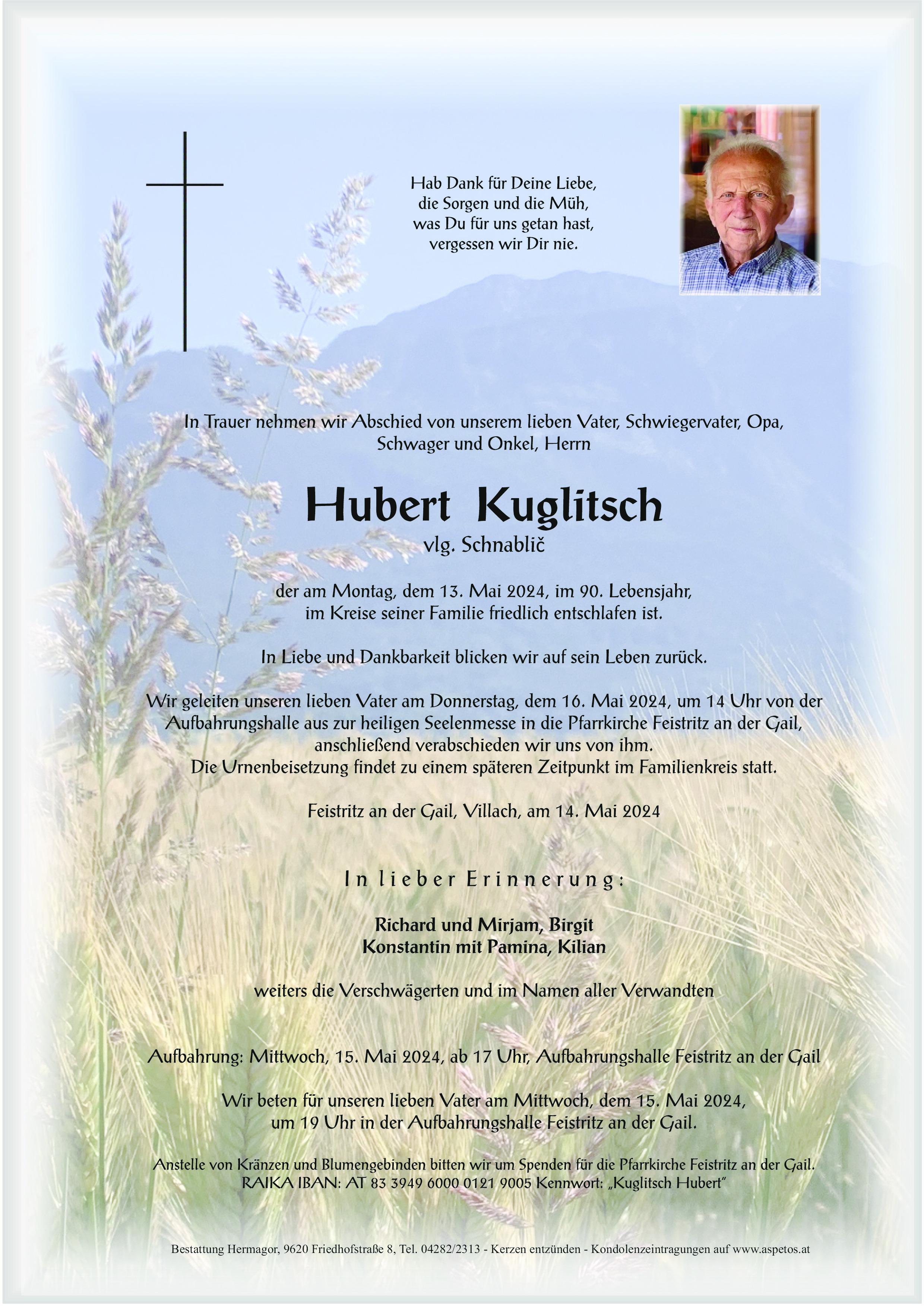 Traueranzeige von Hubert Kuglitsch