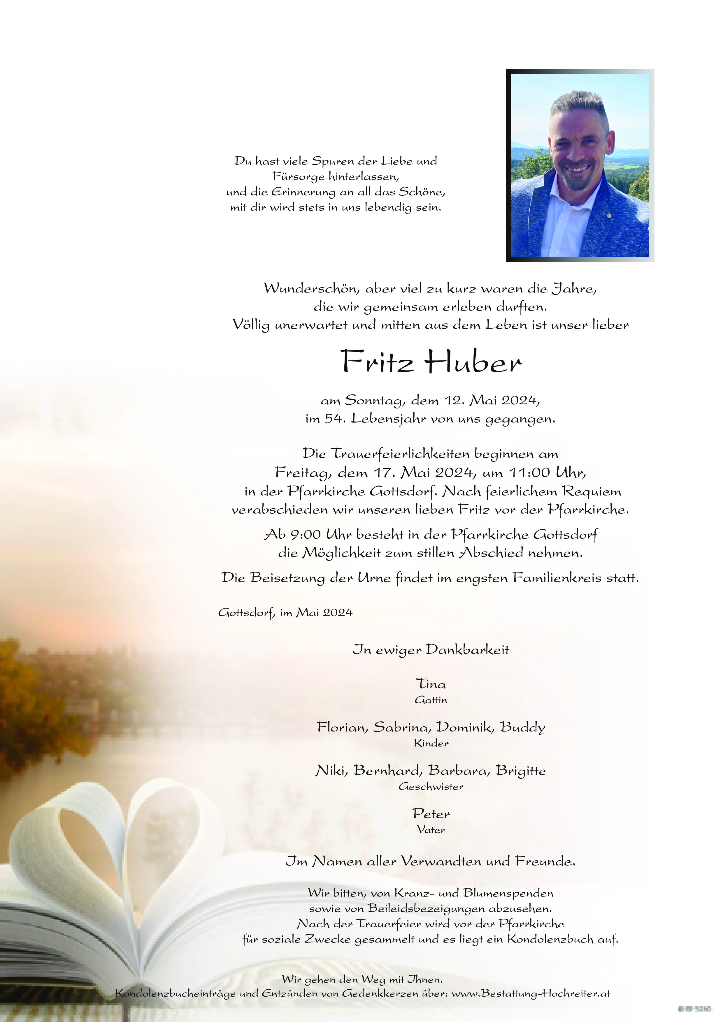 Traueranzeige von Fritz Huber