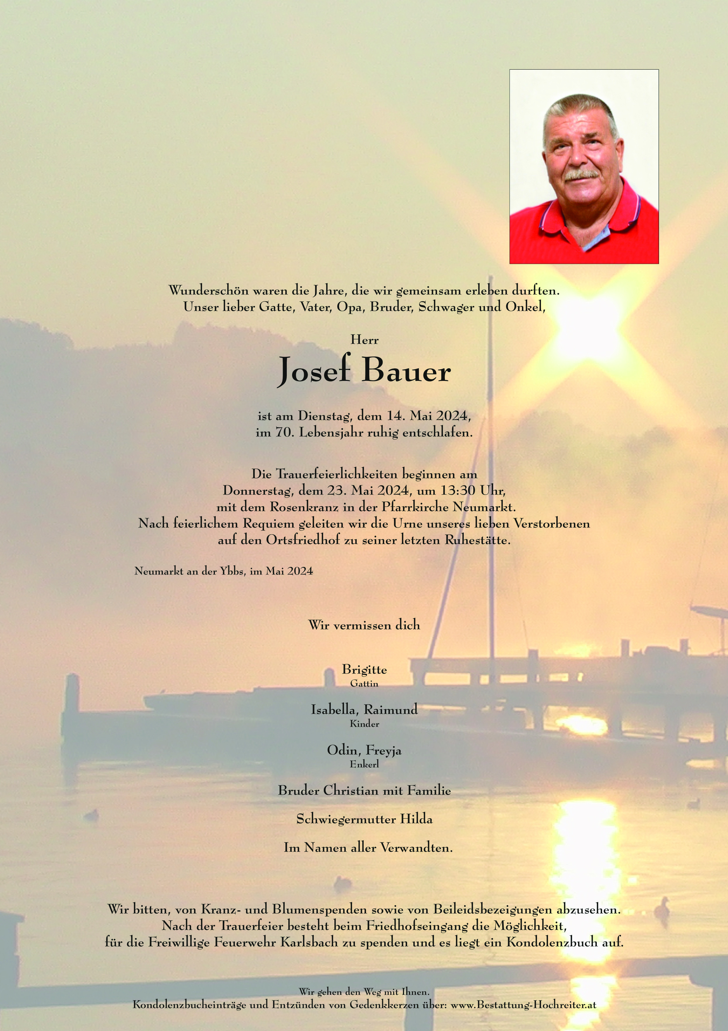 Traueranzeige von Josef Bauer