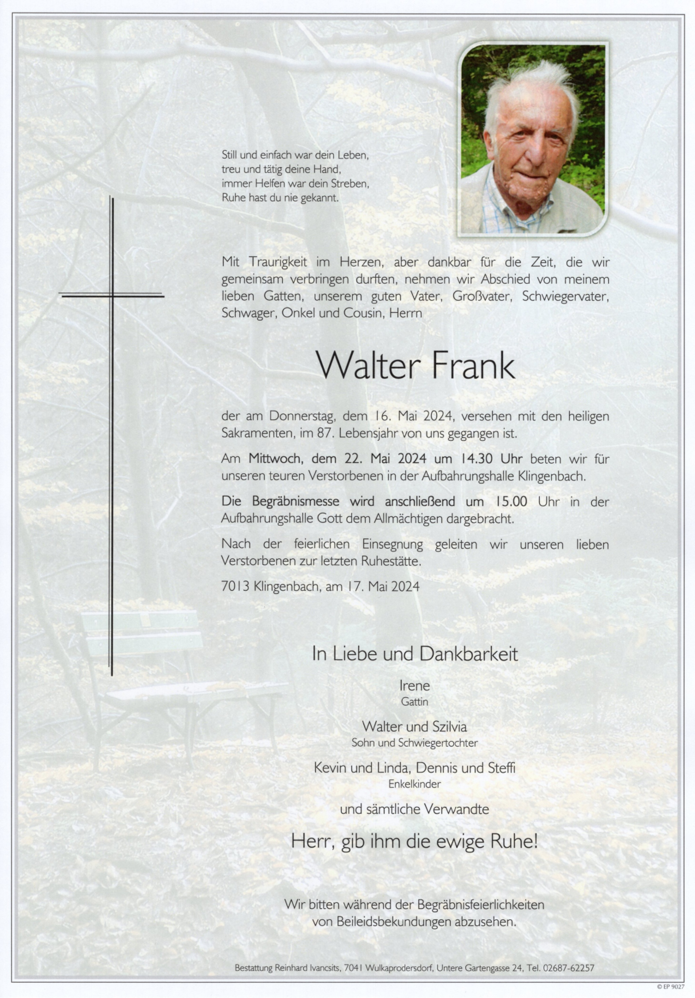 Traueranzeige von Walter Frank