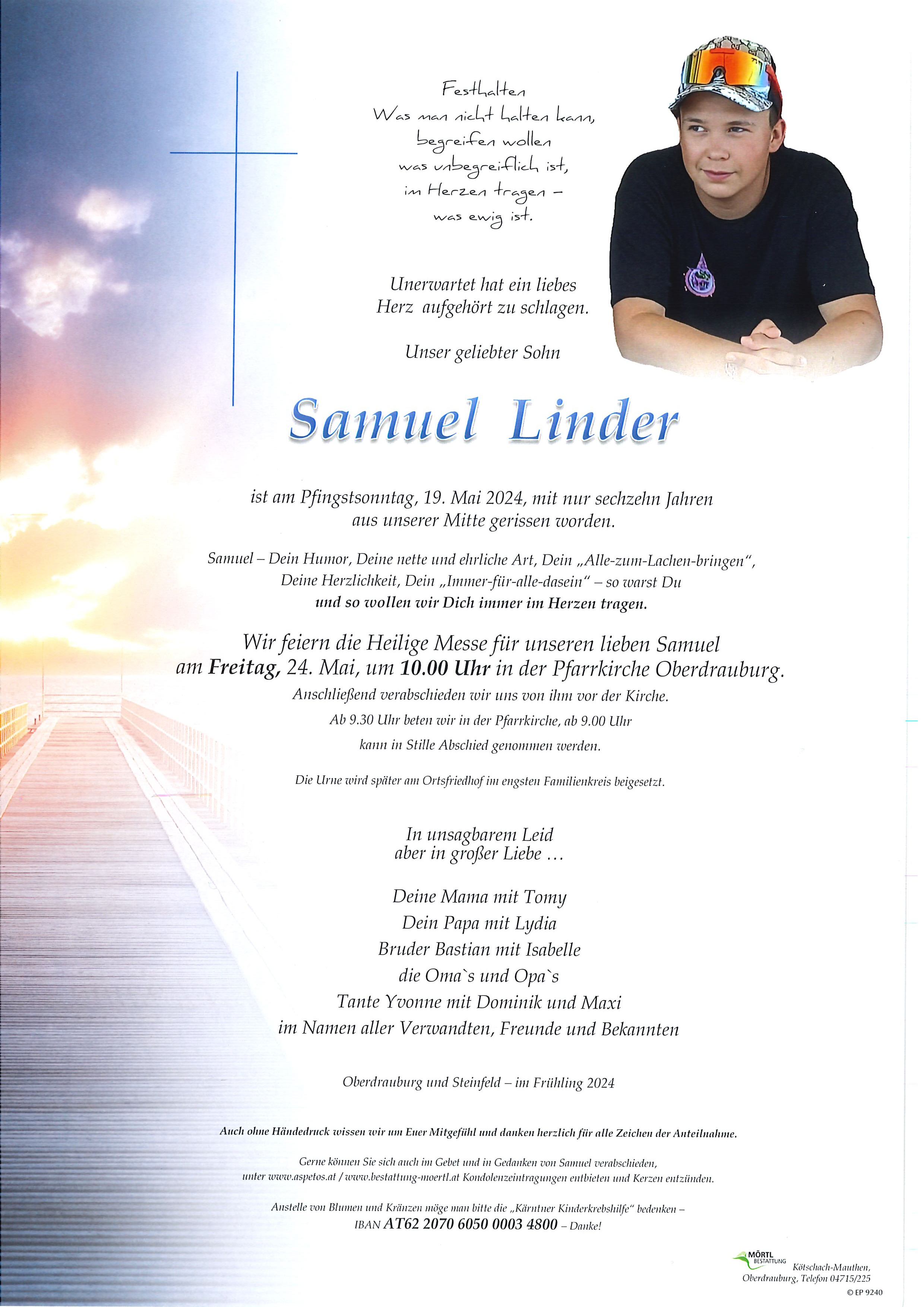 Traueranzeige von Samuel Linder