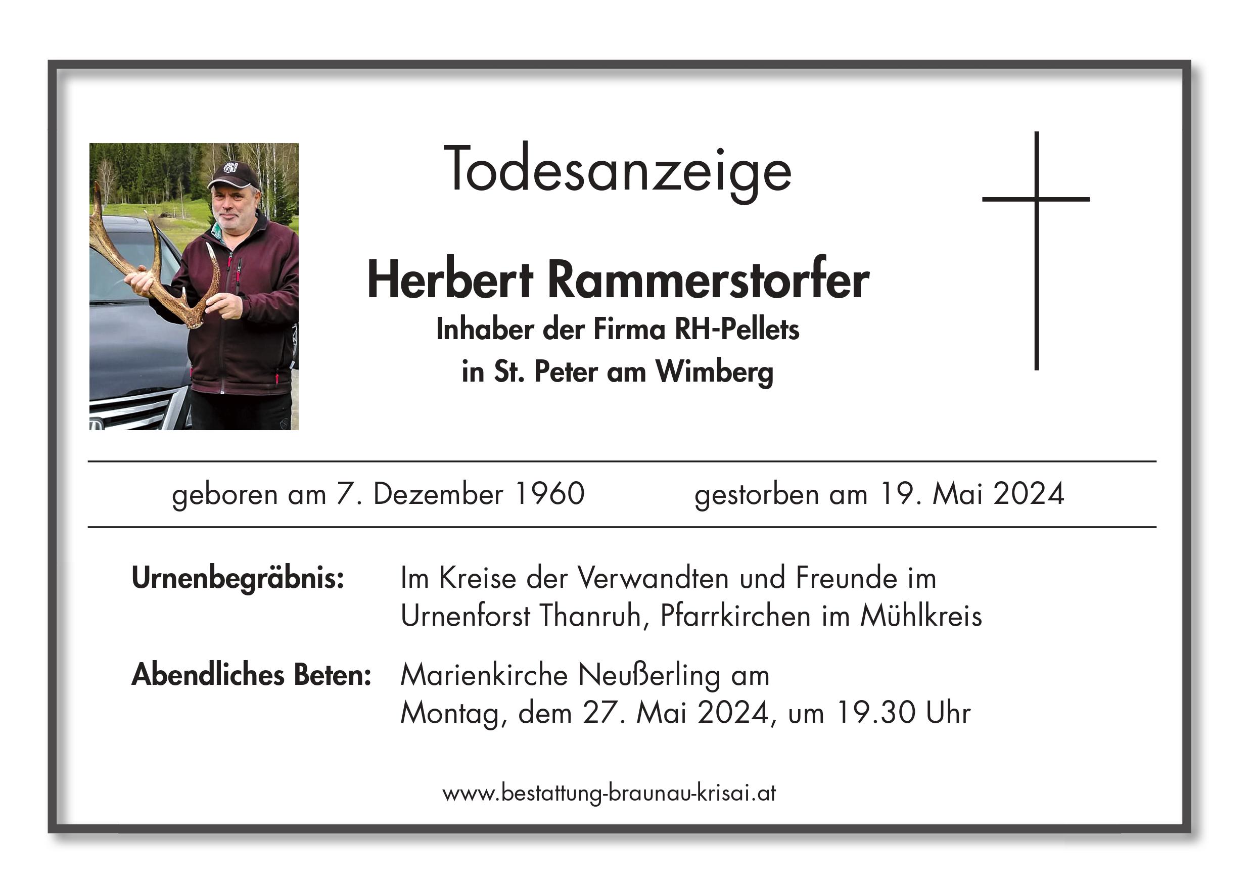Traueranzeige von Herbert Rammerstorfer
