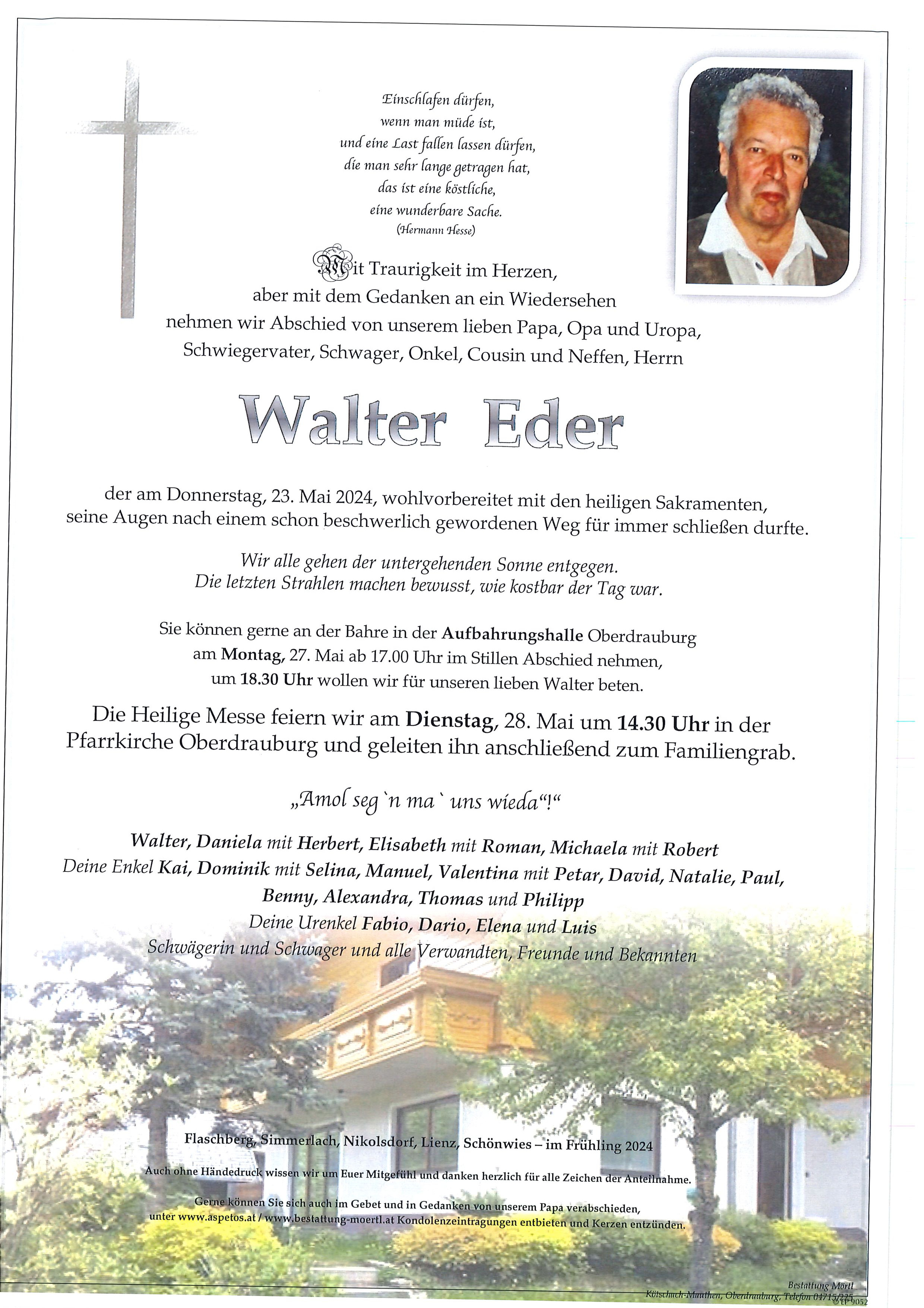 Traueranzeige von Walter EDER