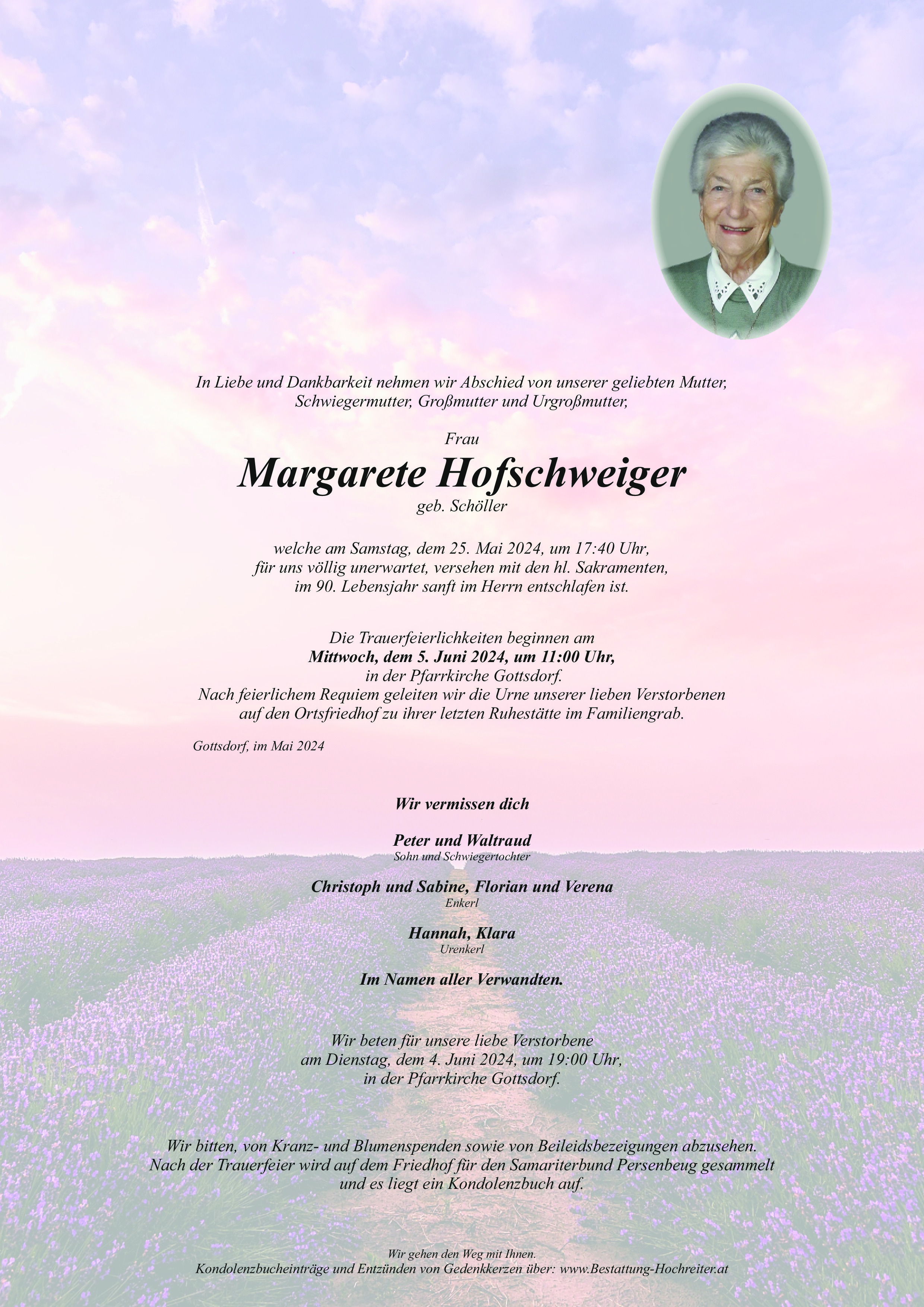 Traueranzeige von Margarete Hofschweiger