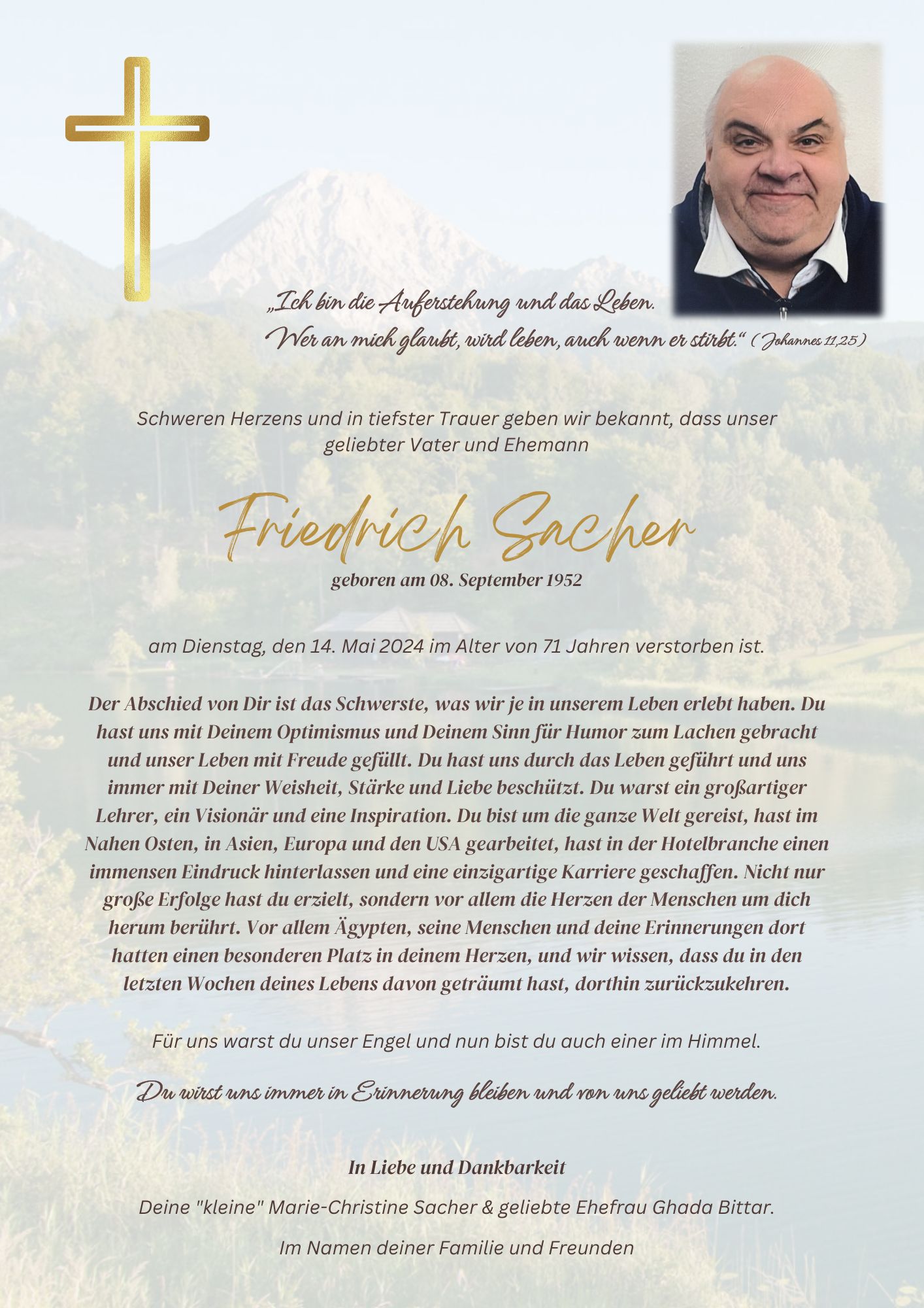 Traueranzeige von Friedrich Sacher