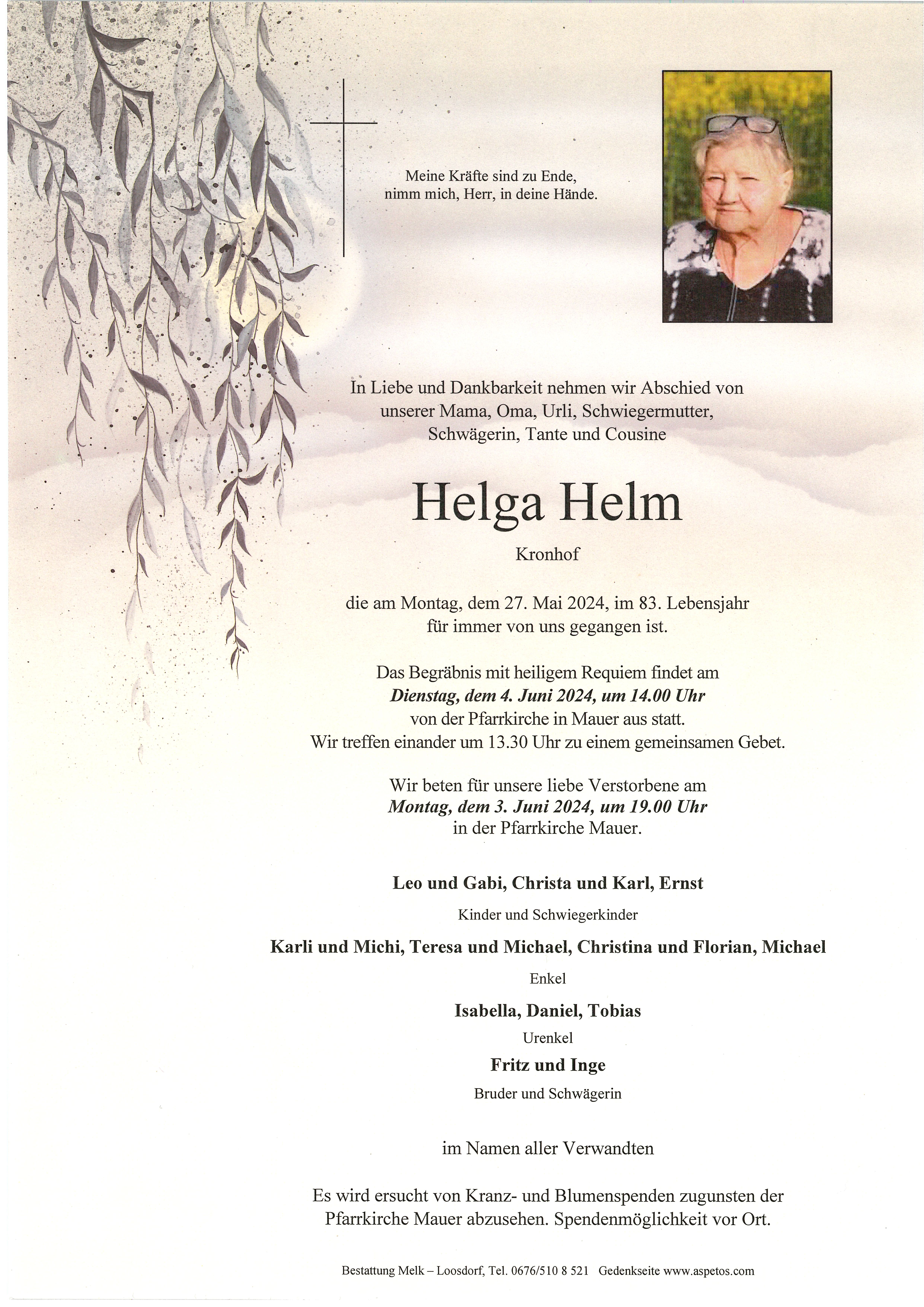 Traueranzeige von Helga Helm