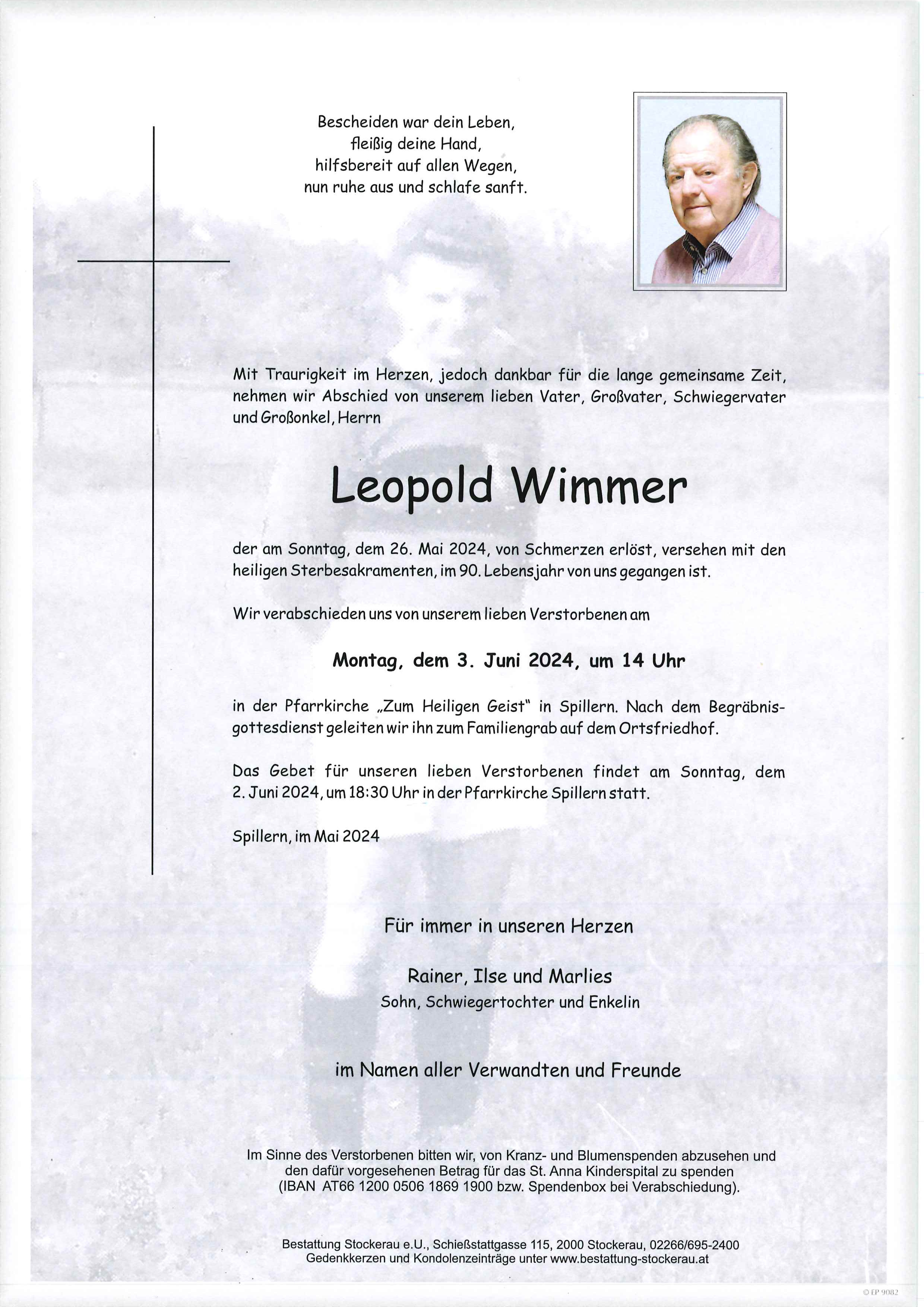 Traueranzeige von Leopold Wimmer