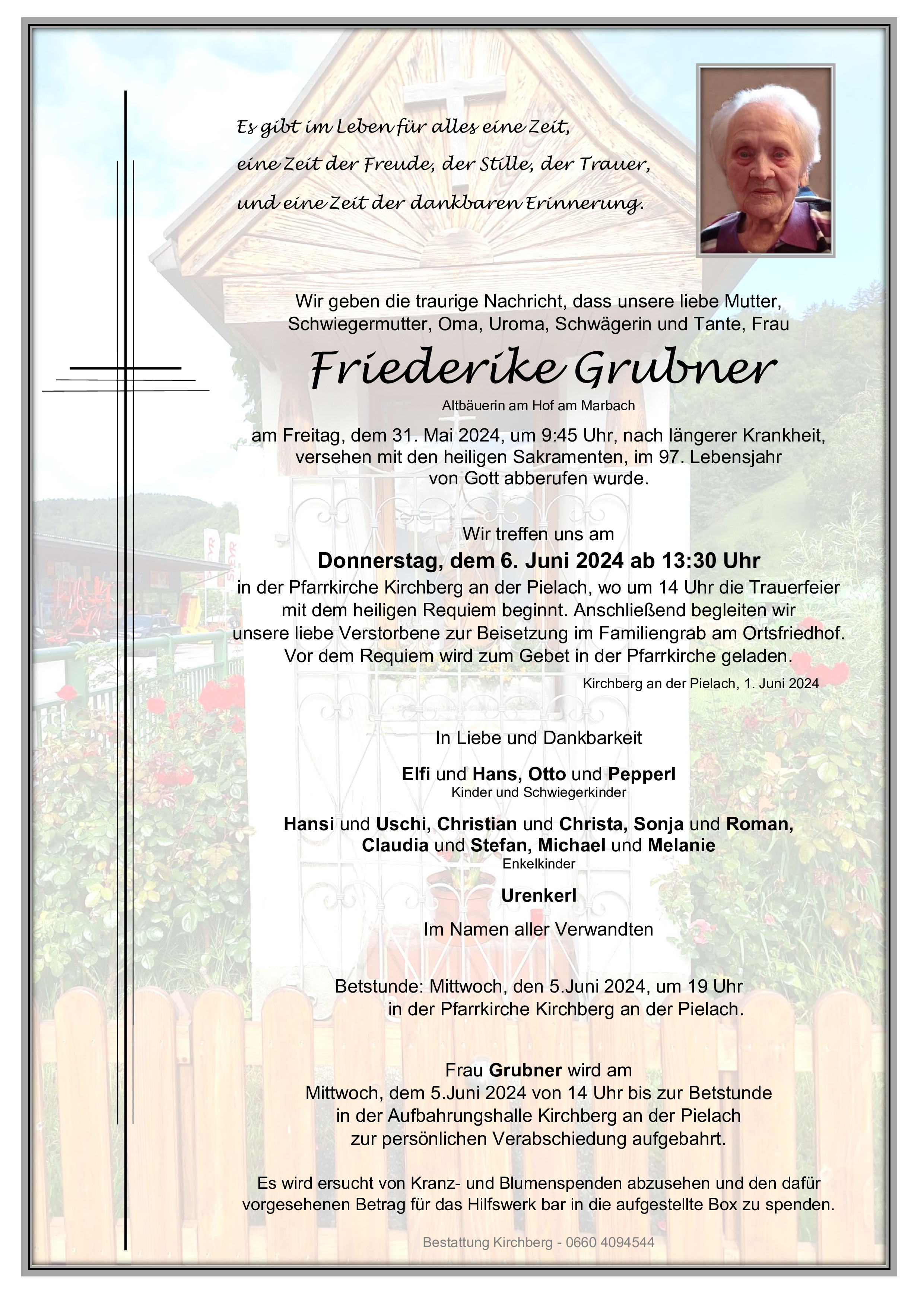 Traueranzeige von Friederike Grubner