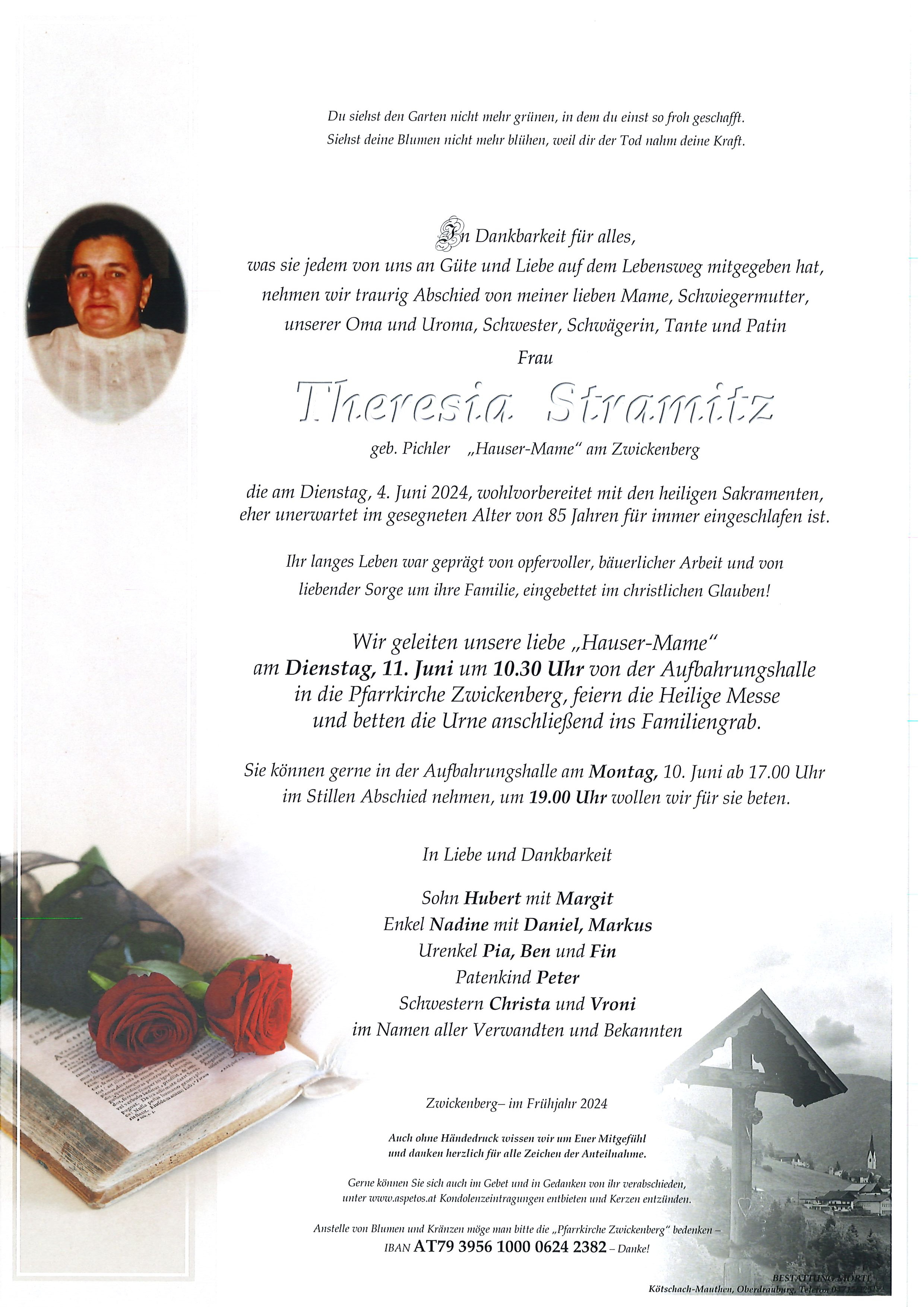 Traueranzeige von Theresia Stramitz