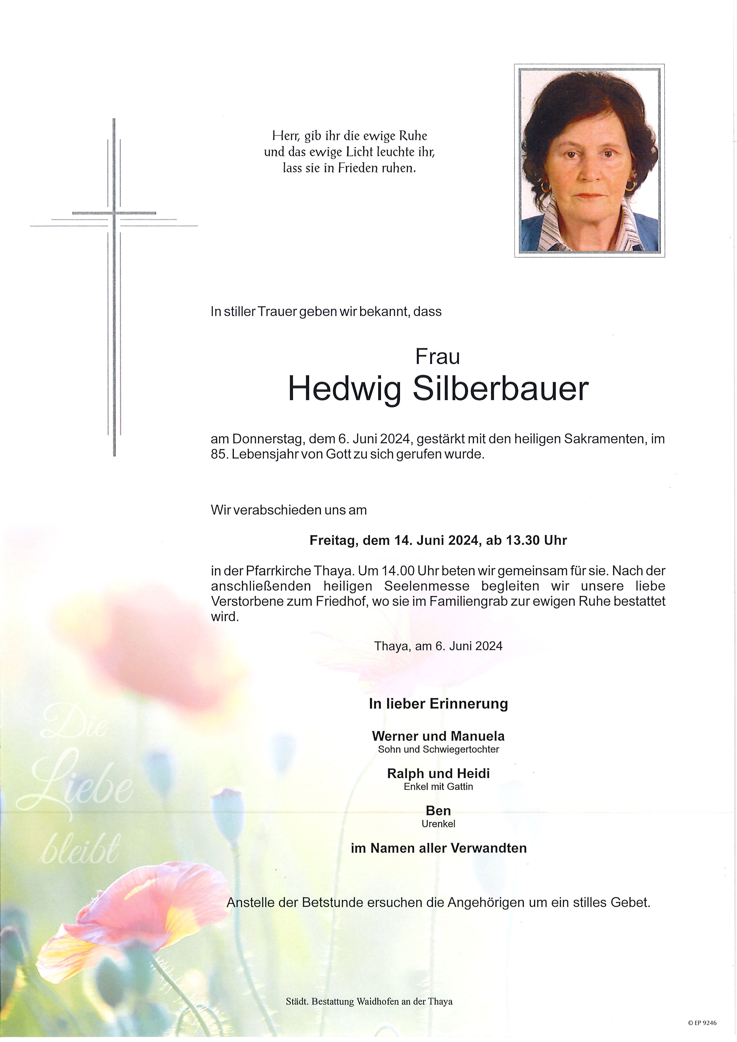 Traueranzeige von Hedwig Silberbauer