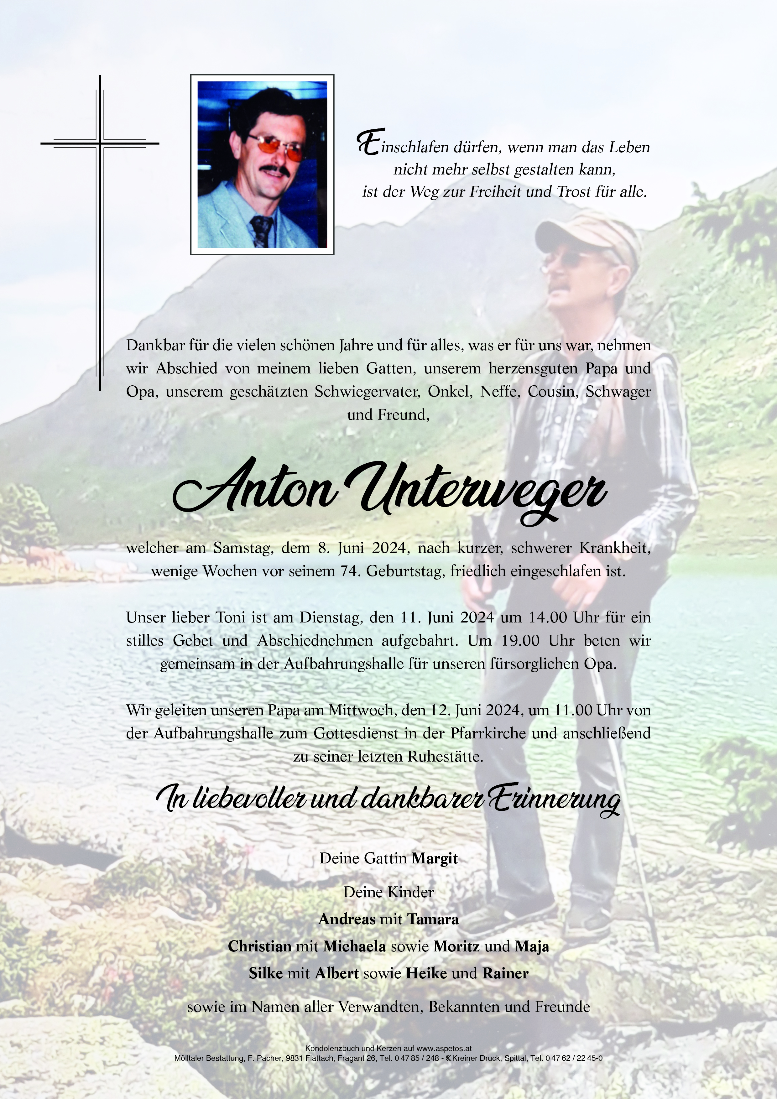 Traueranzeige von Anton Unterweger