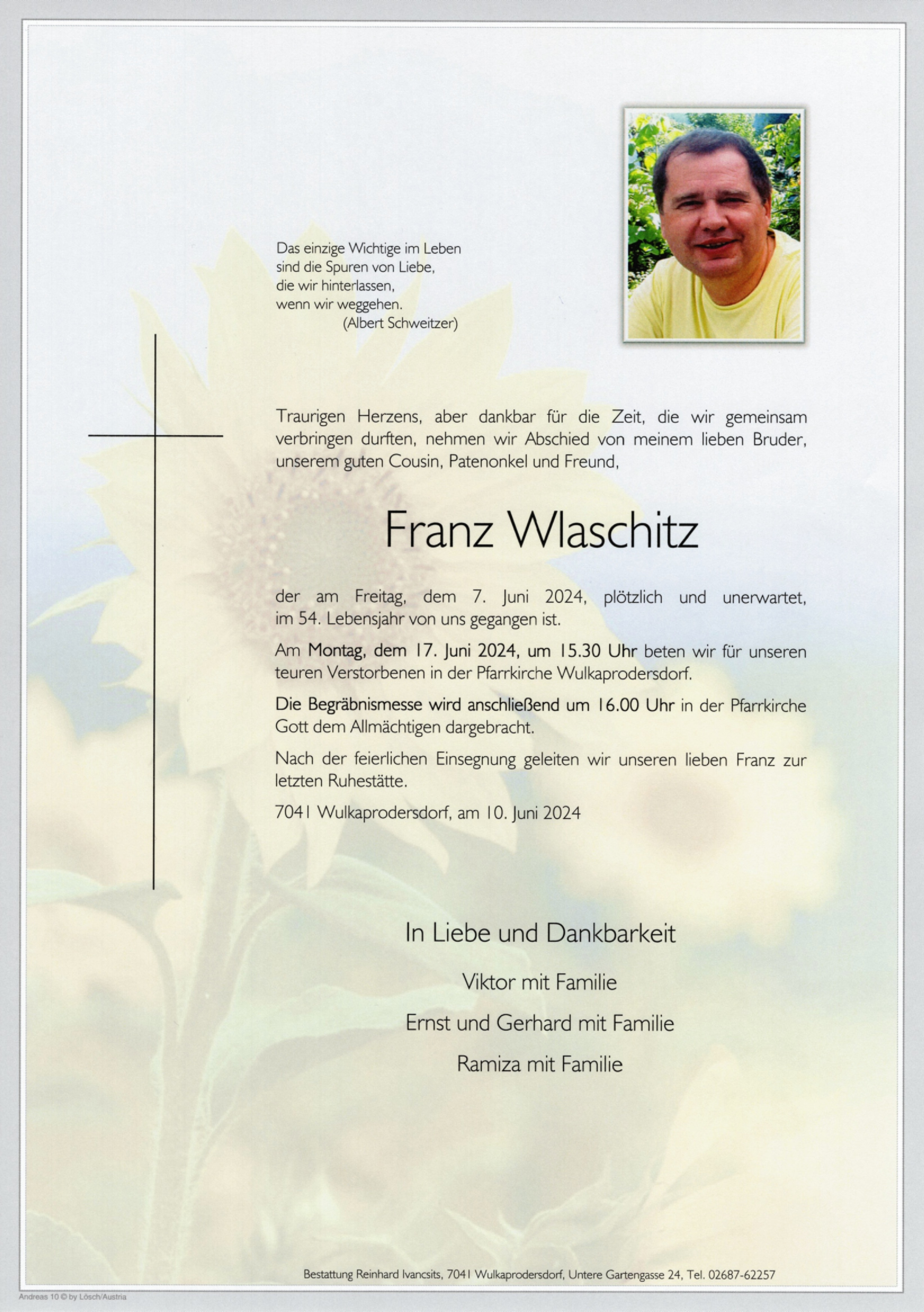 Traueranzeige von Franz Wlaschitz