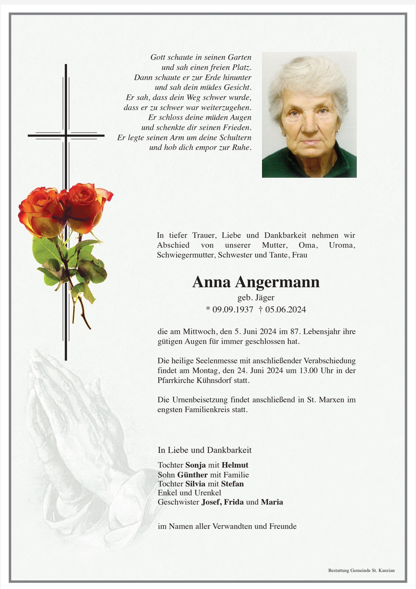 Traueranzeige von Anna Angermann