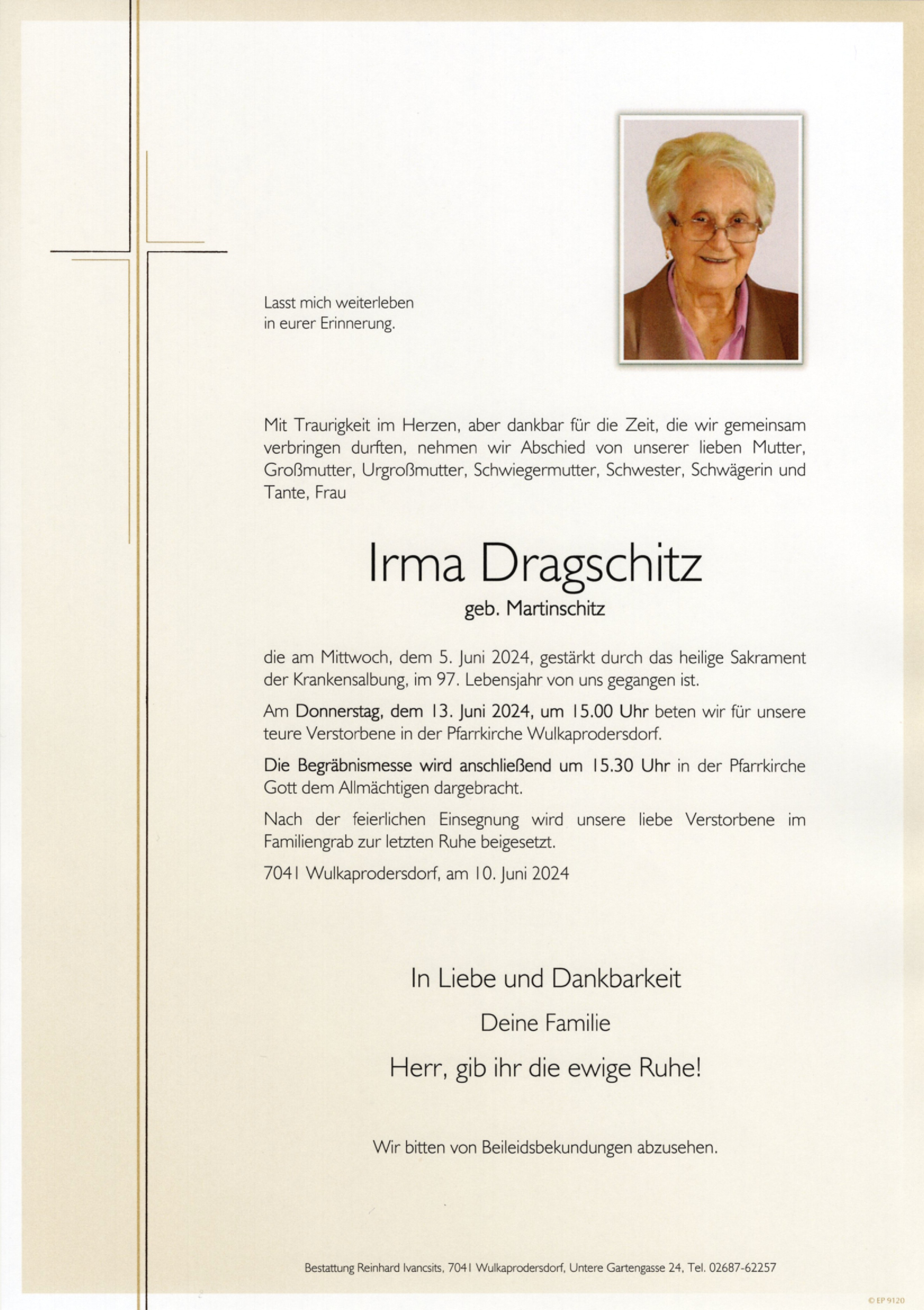 Traueranzeige von Irma Dragschitz